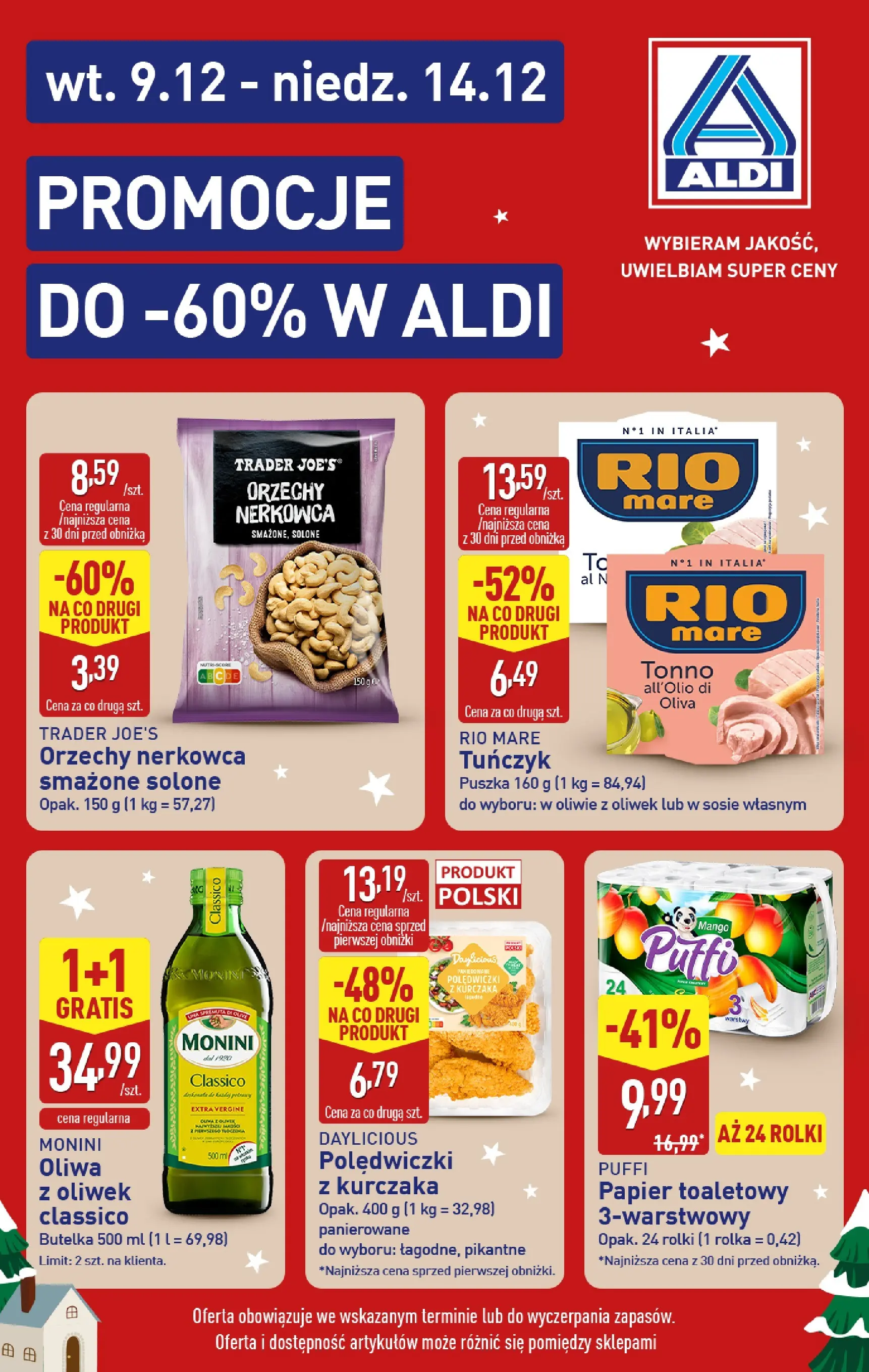 Aldi - Promocje do 60% w ALDI od 09.12.2025 - Ulotka PDF, promocje | Strona: 3 | Produkty: Papier toaletowy, Rolki, Tuńczyk, Orzechy