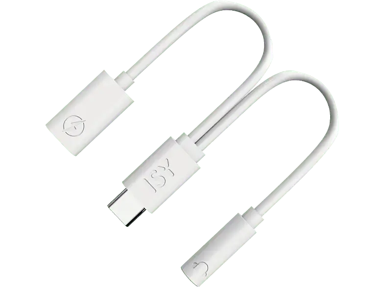 ISY IKA-1001 USB-C auf Audio & Adapter, Weiß; USB-C auf Audio & USB-C Adapter