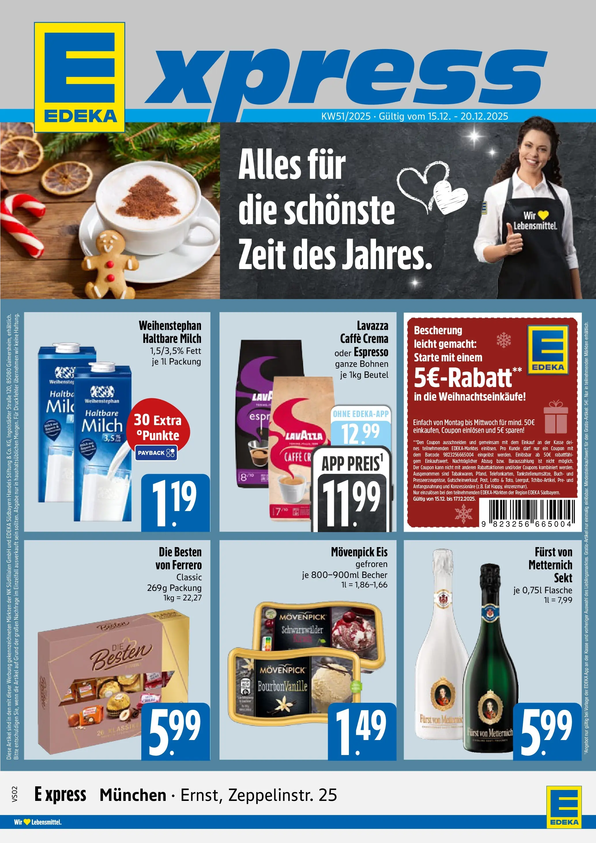 Entdecke - E xpress: Wochenangebote (ab 14.12.2025) zum Blättern | Seite: 1 | Produkte: Furst von metternich, Haltbare milch, Movenpick eis, Eis