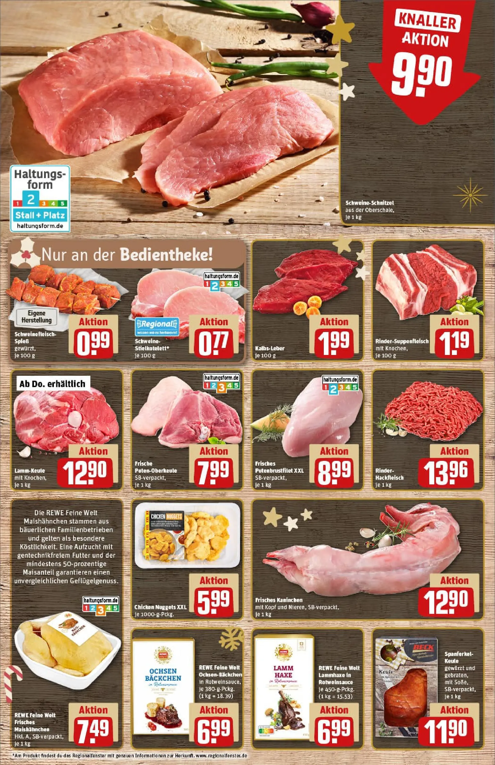REWE Prospekt ab 14.12.2025 zum Blättern » Angebote | Seite: 8 | Produkte: Lammkeule, Kaninchen, Kalbsleber, Schweinefleisch