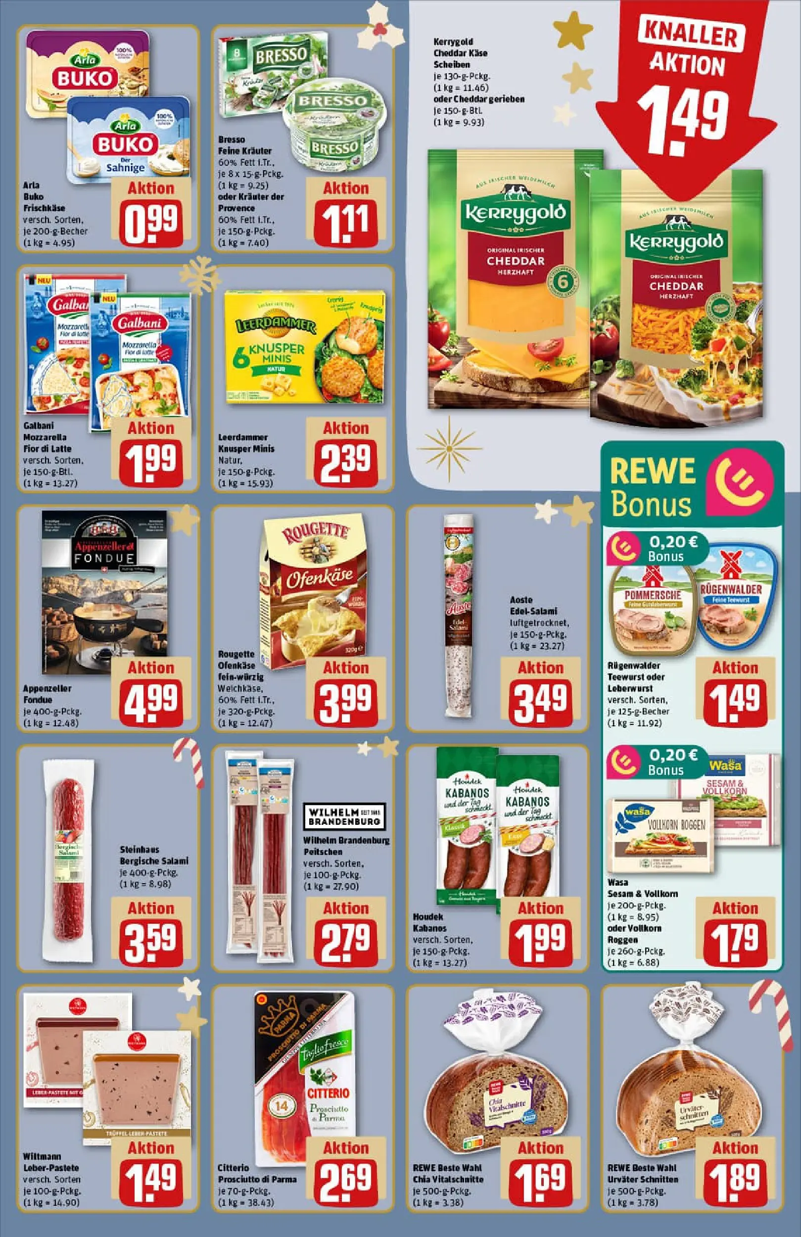 REWE Prospekt ab 15.12.2025 zum Blättern » Angebote | Seite: 11 | Produkte: Käse, Mozzarella, Rougette ofenkase, Arla buko
