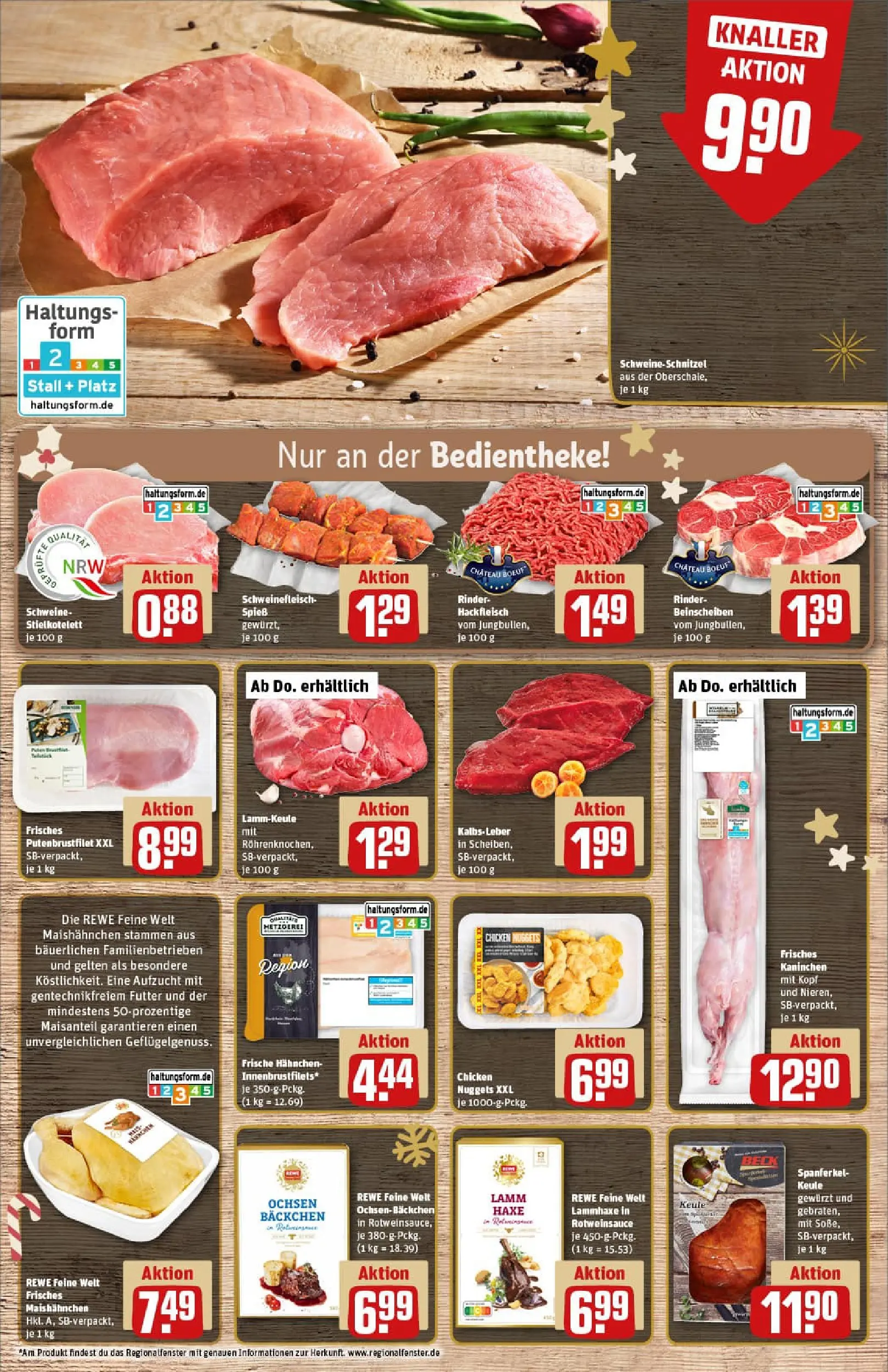 REWE Prospekt ab 14.12.2025 zum Blättern » Angebote | Seite: 8 | Produkte: Lammkeule, Kaninchen, Schweinefleisch, Hackfleisch