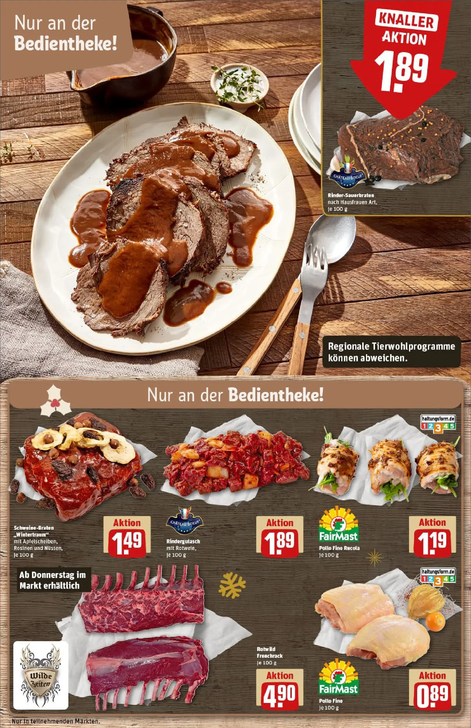 REWE Prospekt ab 15.12.2025 zum Blättern » Angebote | Seite: 10 | Produkte: Rindergulasch, Rotwein, Rucola, Rosinen