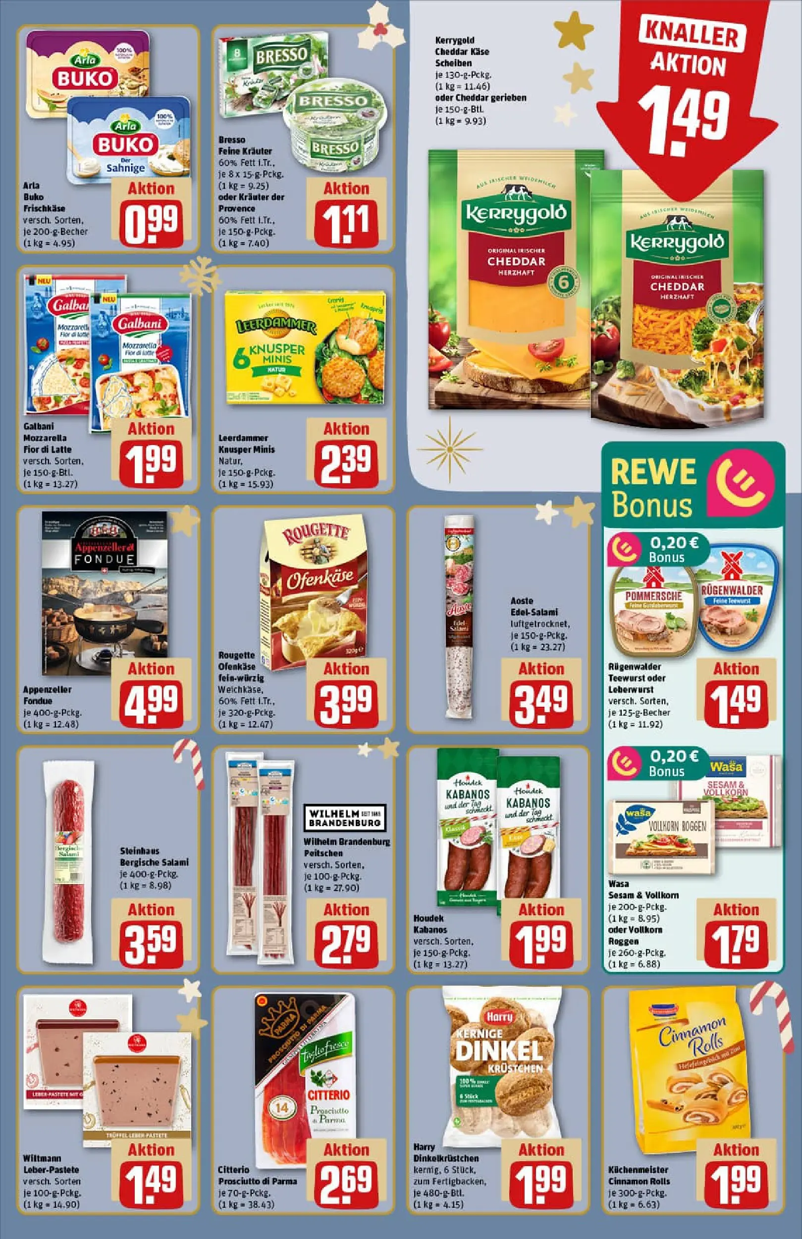 REWE Prospekt ab 14.12.2025 zum Blättern » Angebote | Seite: 11 | Produkte: Mozzarella, Leerdammer, Arla buko, Frischkase