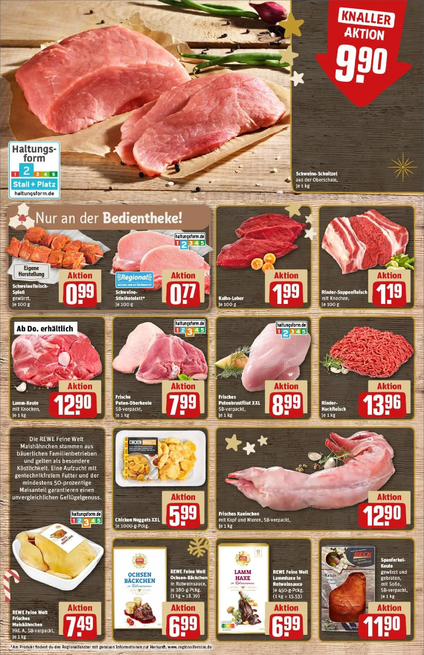 REWE Prospekt ab 15.12.2025 zum Blättern » Angebote | Seite: 8 | Produkte: Lammkeule, Kaninchen, Schweinefleisch, Hackfleisch
