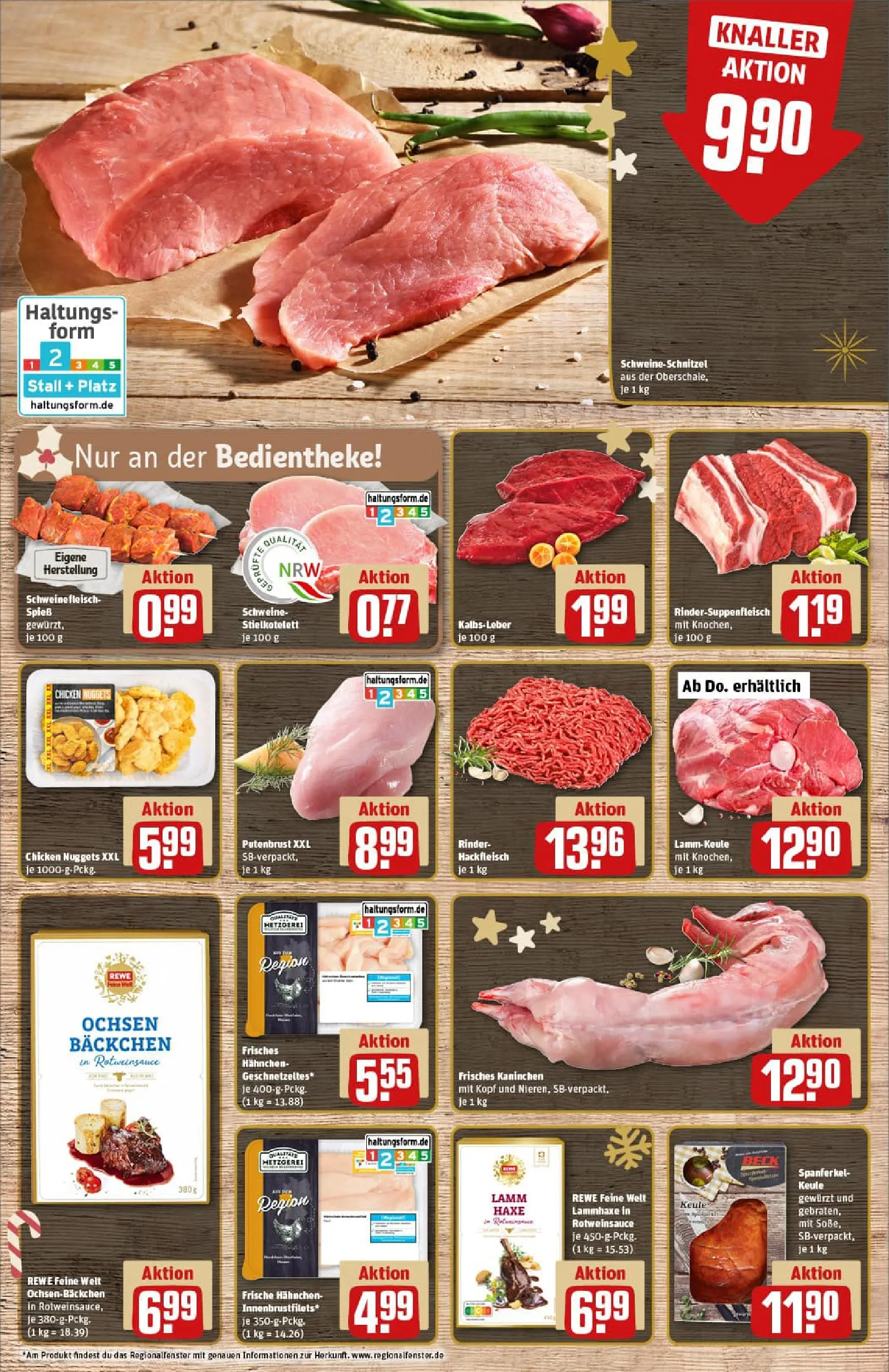 REWE Prospekt ab 14.12.2025 zum Blättern » Angebote | Seite: 8 | Produkte: Hahnchen, Kaninchen, Schweinefleisch, Hackfleisch