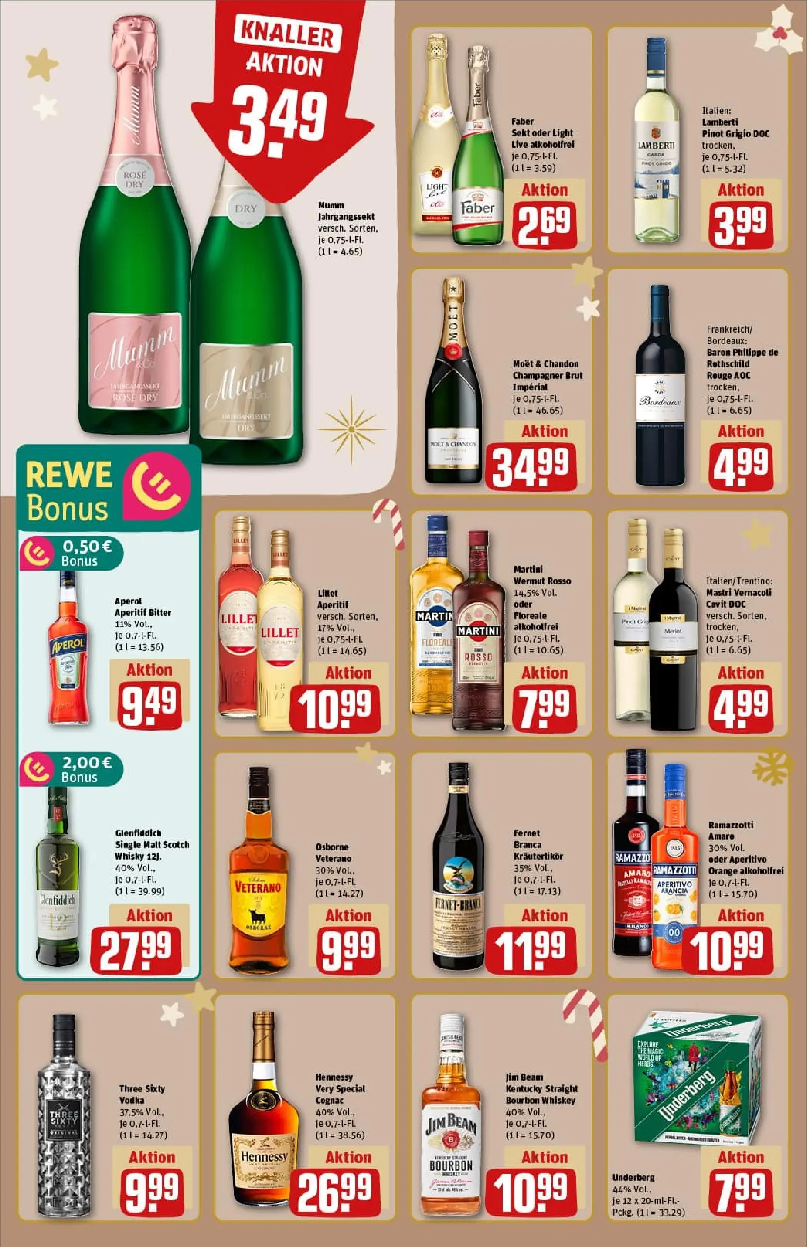REWE Prospekt ab 15.12.2025 zum Blättern » Angebote | Seite: 16 | Produkte: Jim beam, Bourbon, Underberg, Fernet branca