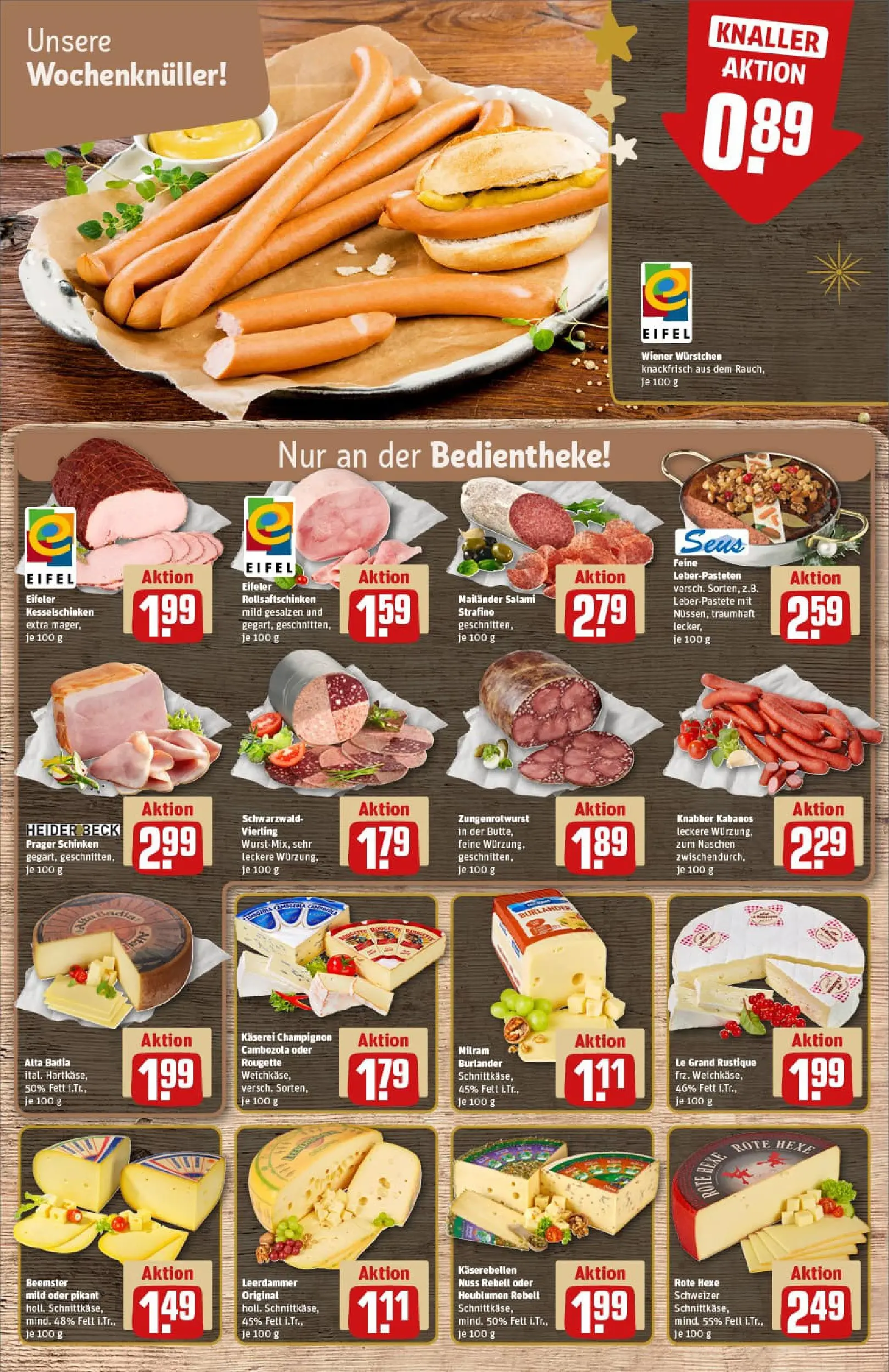 REWE Prospekt ab 15.12.2025 zum Blättern » Angebote | Seite: 9 | Produkte: Wiener wurstchen, Leerdammer, Milram, Salami