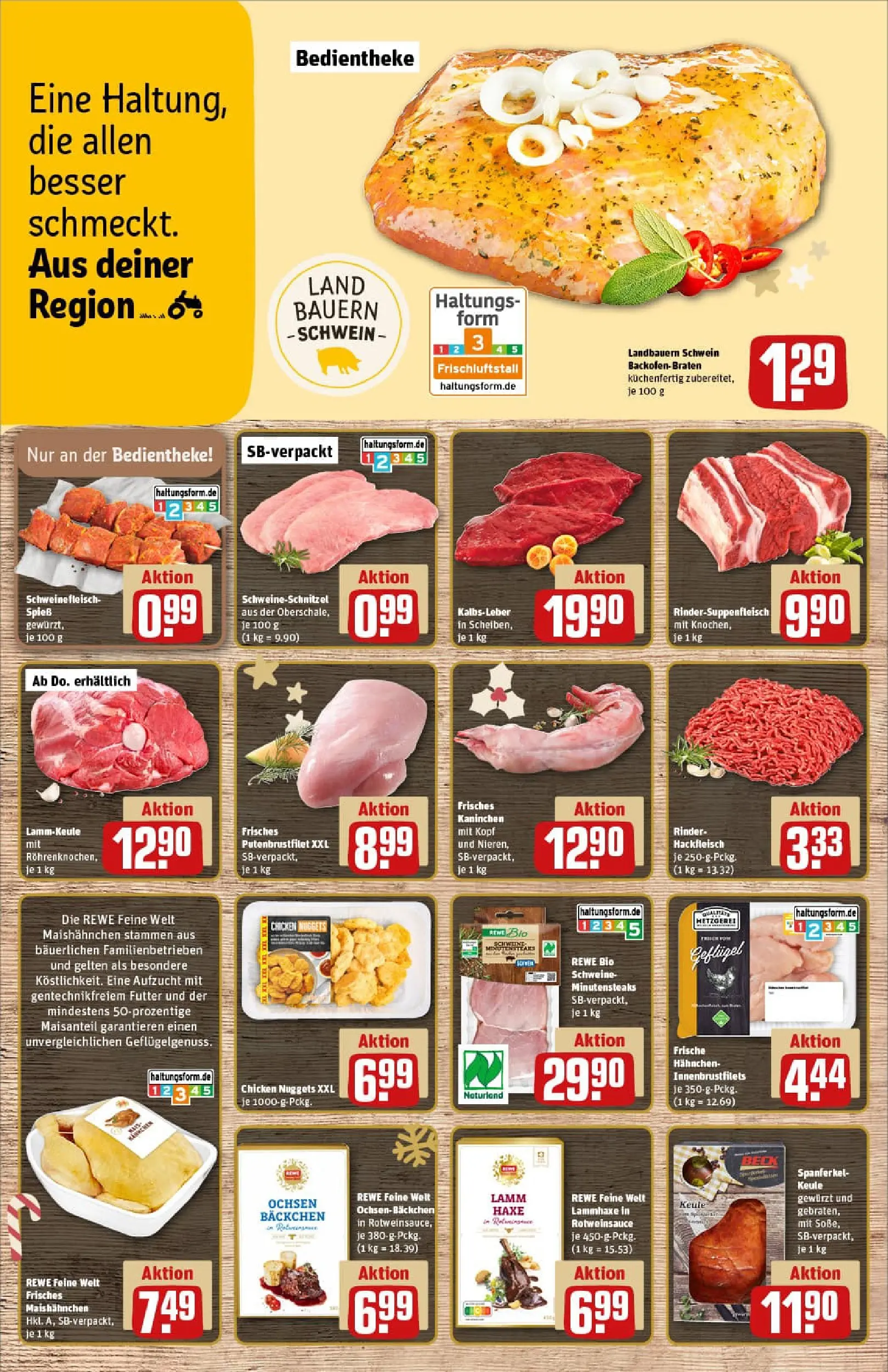 REWE Prospekt ab 15.12.2025 zum Blättern » Angebote | Seite: 8 | Produkte: Hahnchen, Kalbsleber, Schweinefleisch, Hackfleisch