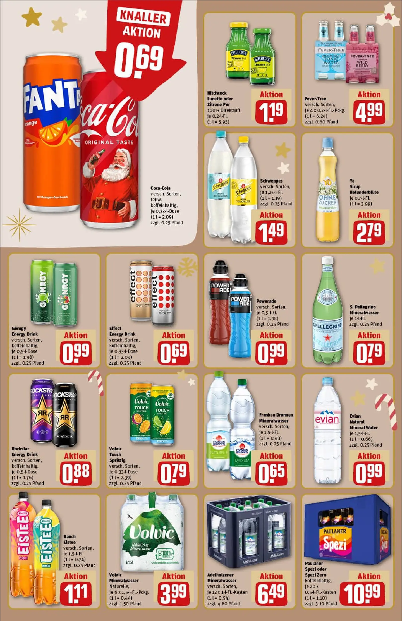 REWE Prospekt ab 15.12.2025 zum Blättern » Angebote | Seite: 14 | Produkte: Rockstar energy, Fanta, Adelholzener, Powerade