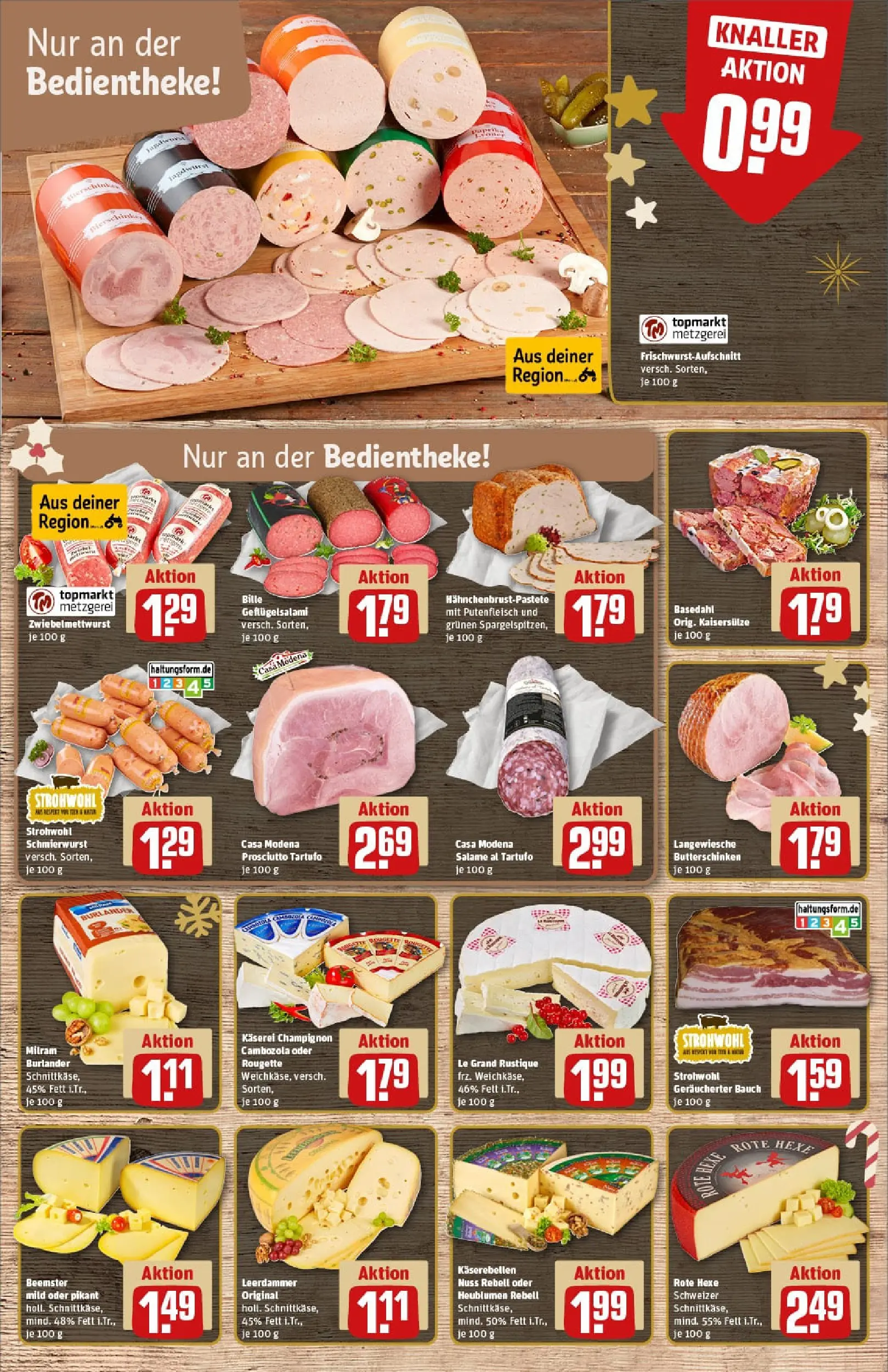 REWE Prospekt ab 15.12.2025 zum Blättern » Angebote | Seite: 9 | Produkte: Butter, Leerdammer, Milram, Salami