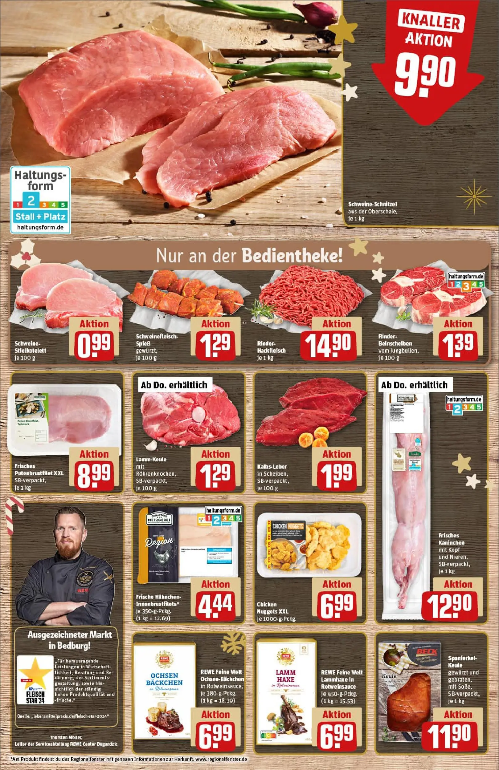 REWE Prospekt ab 15.12.2025 zum Blättern » Angebote | Seite: 8 | Produkte: Lammkeule, Hahnchen, Kaninchen, Fleisch