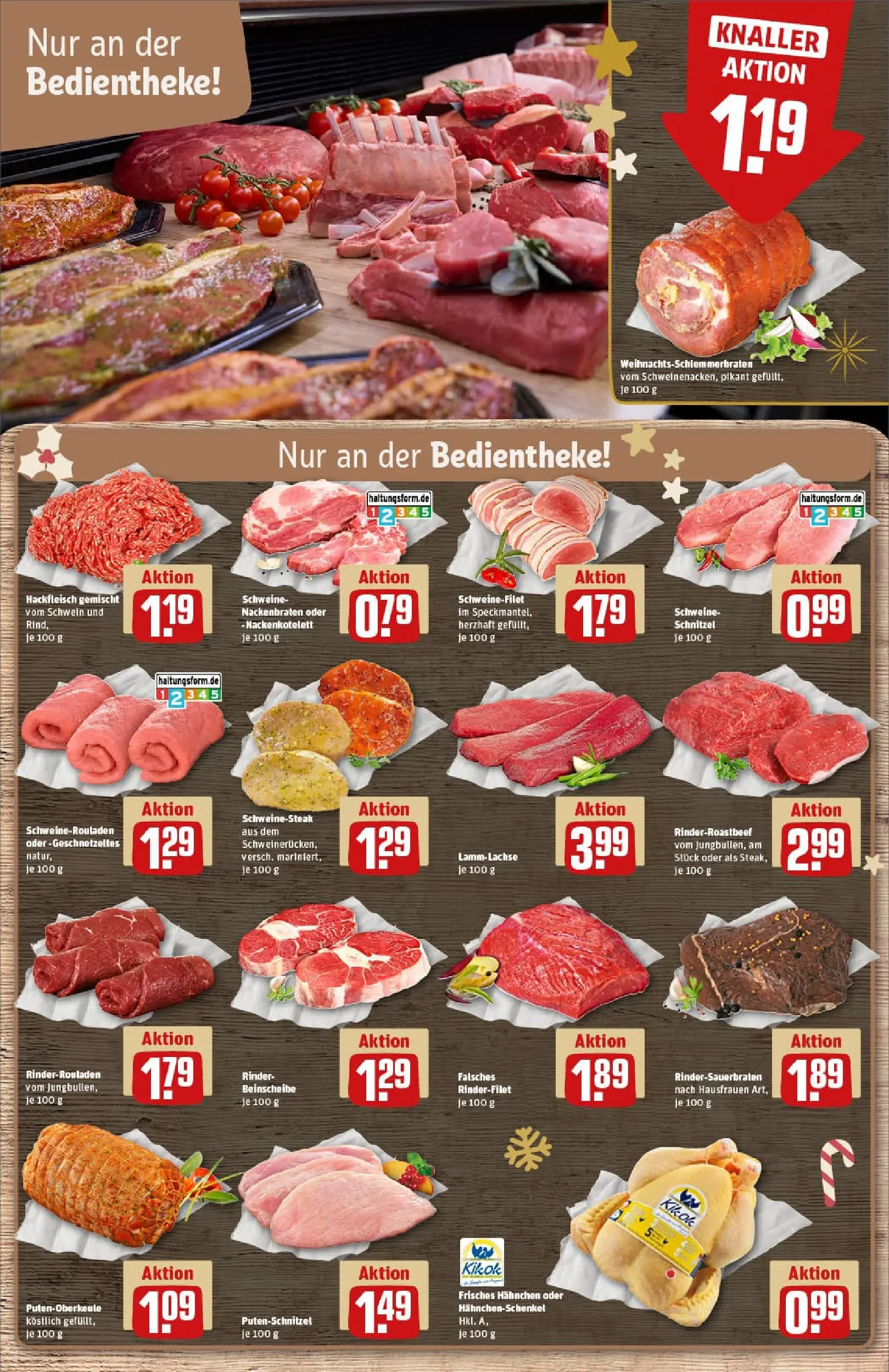 REWE Prospekt ab 15.12.2025 zum Blättern » Angebote | Seite: 8 | Produkte: Rinderrouladen, Schnitzel, Steak, Hackfleisch