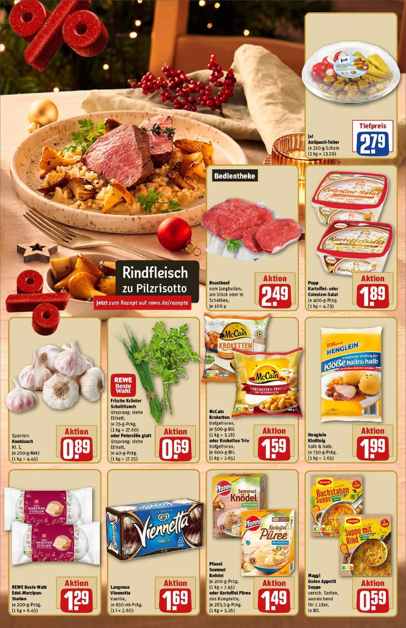 REWE Prospekt ab 15.12.2025 zum Blättern » Angebote | Seite: 3 | Produkte: Langnese, Maggi, Roastbeef, Rindfleisch