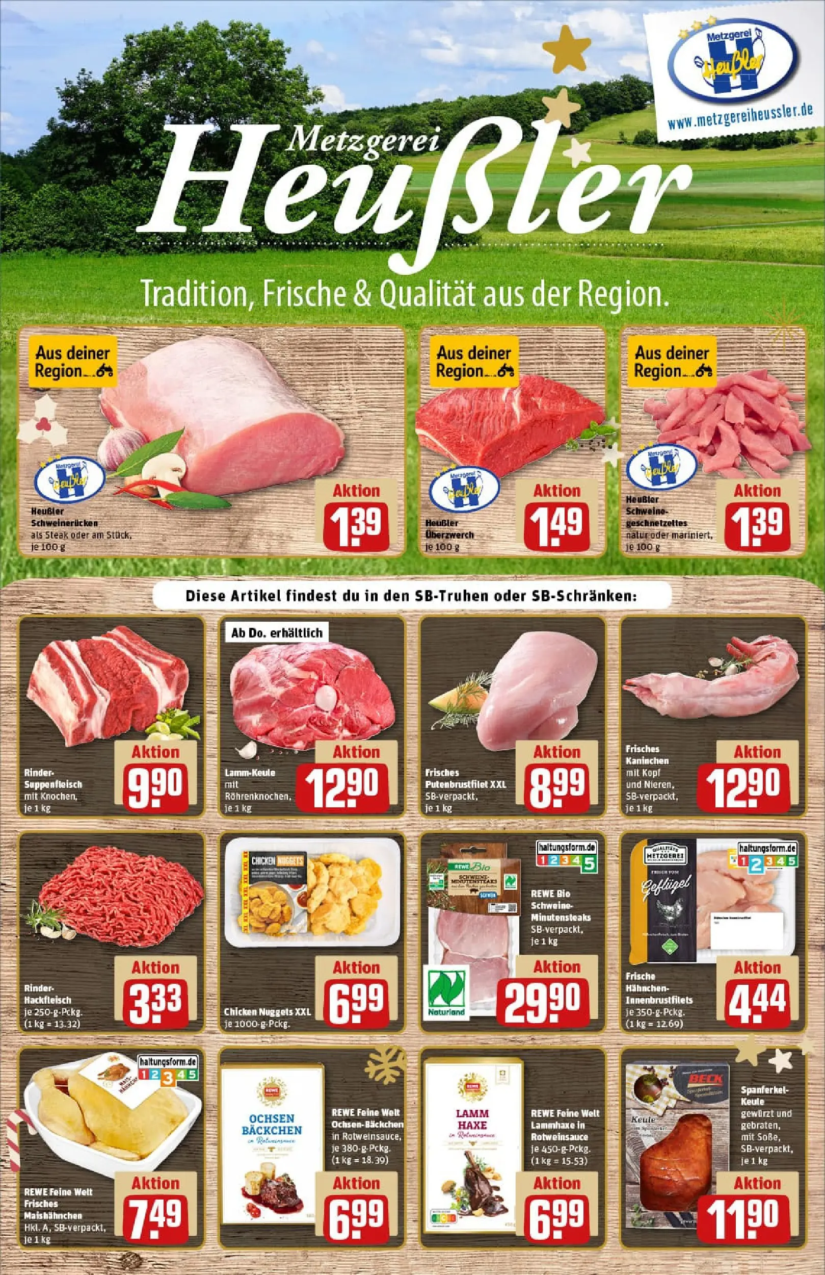 REWE Prospekt ab 15.12.2025 zum Blättern » Angebote | Seite: 8 | Produkte: Lammkeule, Hahnchen, Suppenfleisch, Hackfleisch