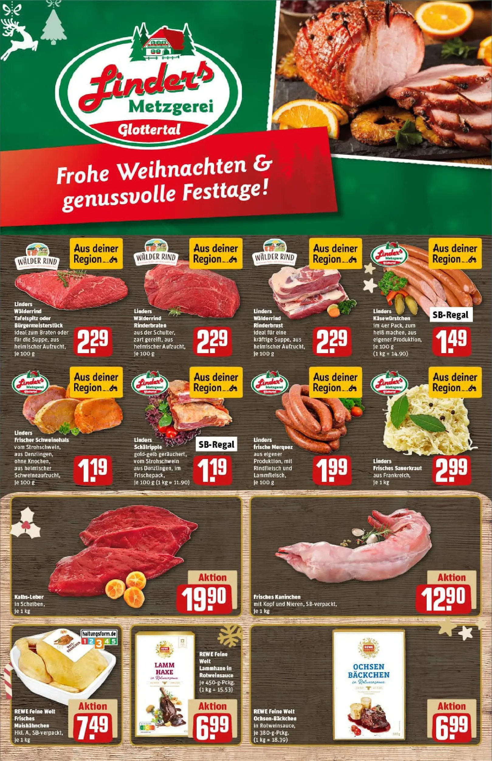 REWE Prospekt ab 15.12.2025 zum Blättern » Angebote | Seite: 8 | Produkte: Rinderbraten, Kaninchen, Kalbsleber, Rindfleisch