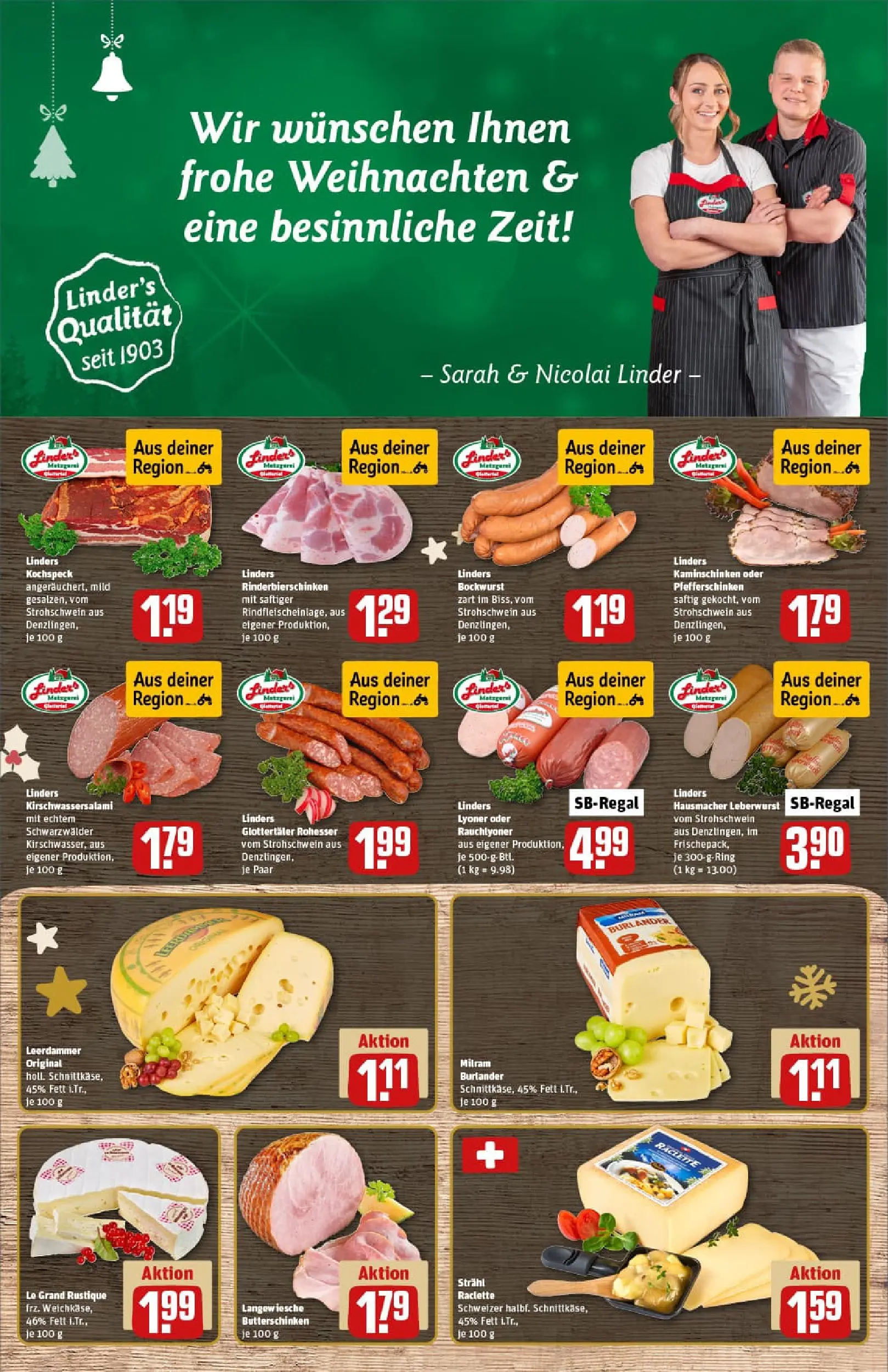 REWE Prospekt ab 15.12.2025 zum Blättern » Angebote | Seite: 9 | Produkte: Bockwurst, Leerdammer, Milram, Raclette