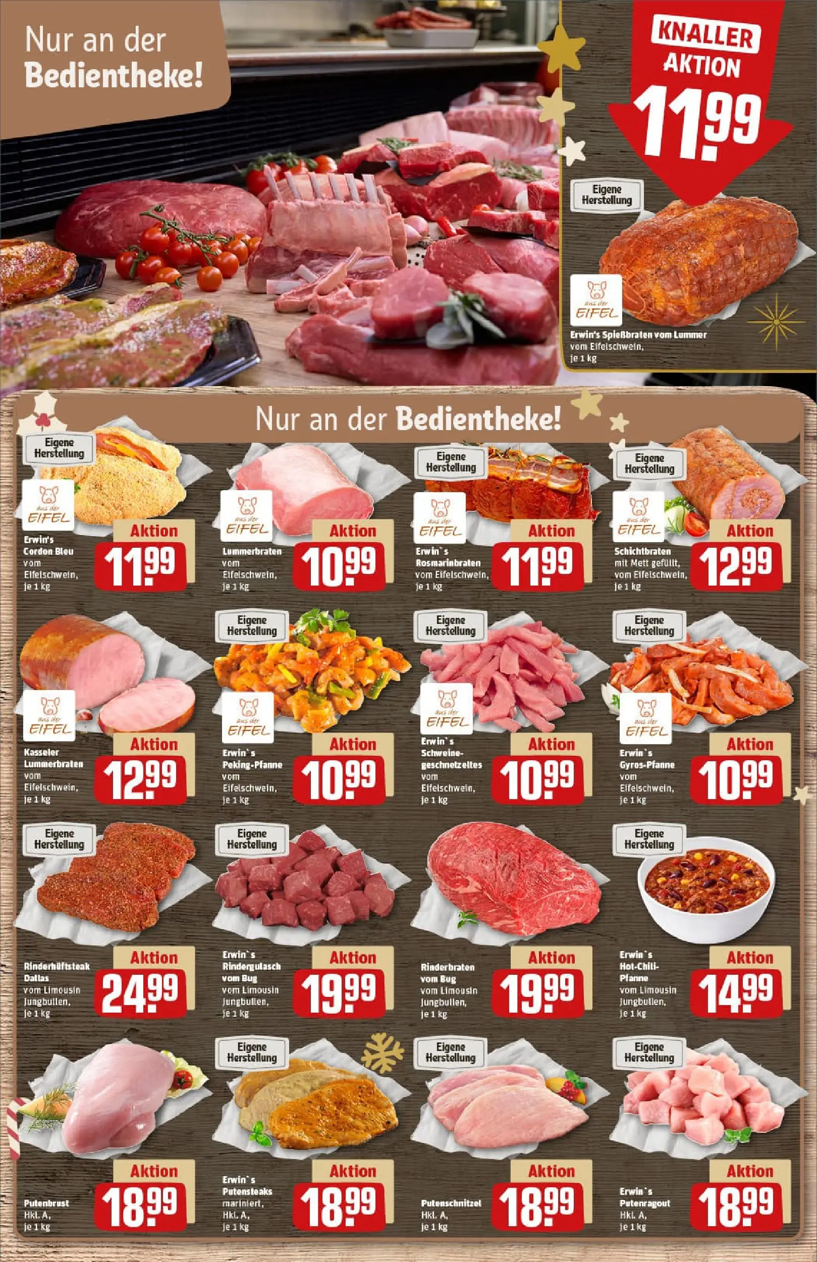 REWE Prospekt ab 15.12.2025 zum Blättern » Angebote | Seite: 8 | Produkte: Rinderbraten, Rindergulasch, Putenschnitzel, Steak