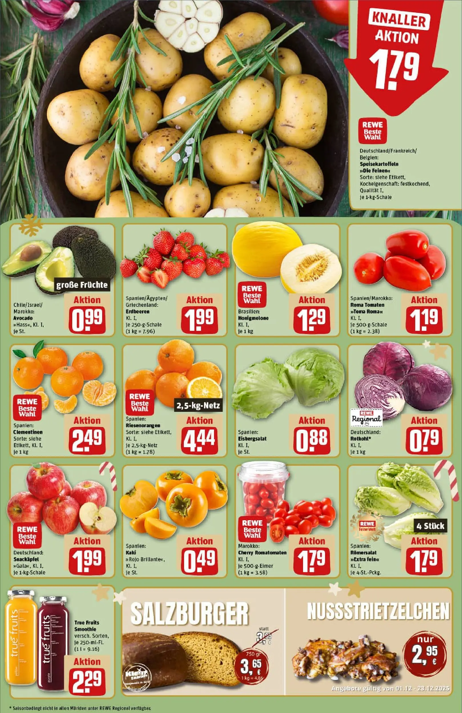 REWE Prospekt ab 15.12.2025 zum Blättern » Angebote | Seite: 10 | Produkte: Rotkohl, Tomaten, Kaki, Erdbeeren