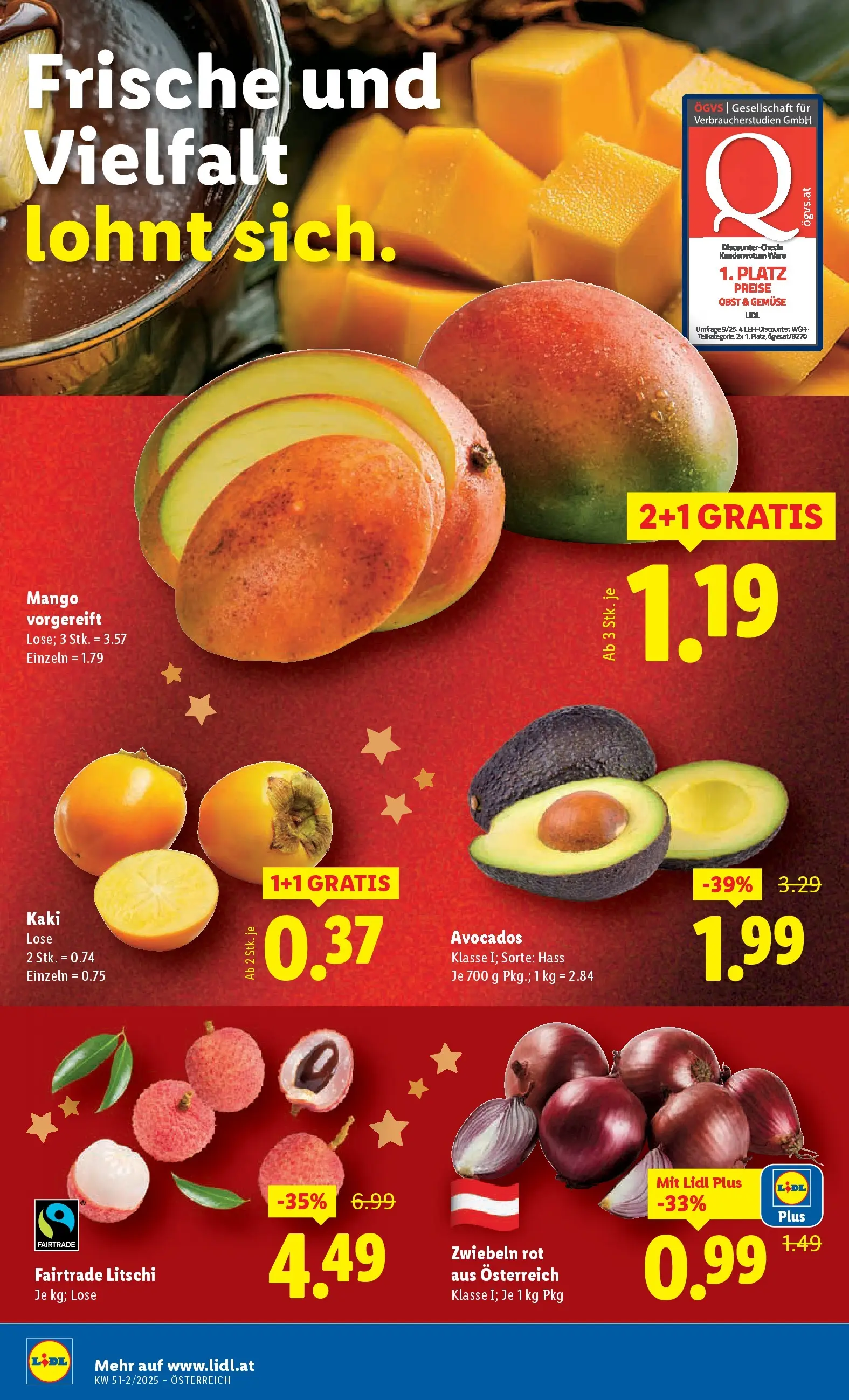 Lidl - Lidl: Flugblatt in deiner Nähe ab 17.12.2025 - Angebote ab donnerstag | Seite: 4 | Produkte: Zwiebeln, Gemüse, Obst, Mango