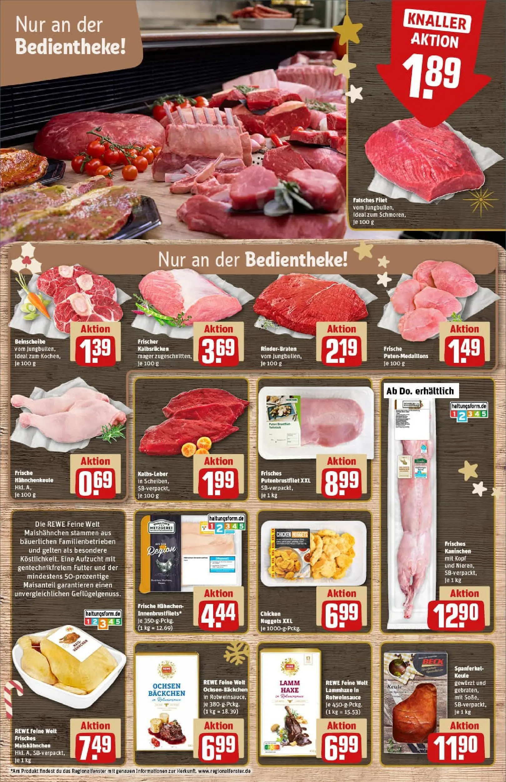 REWE Prospekt ab 15.12.2025 zum Blättern » Angebote | Seite: 8 | Produkte: Rinderbraten, Hahnchen, Kaninchen, Kalbsleber