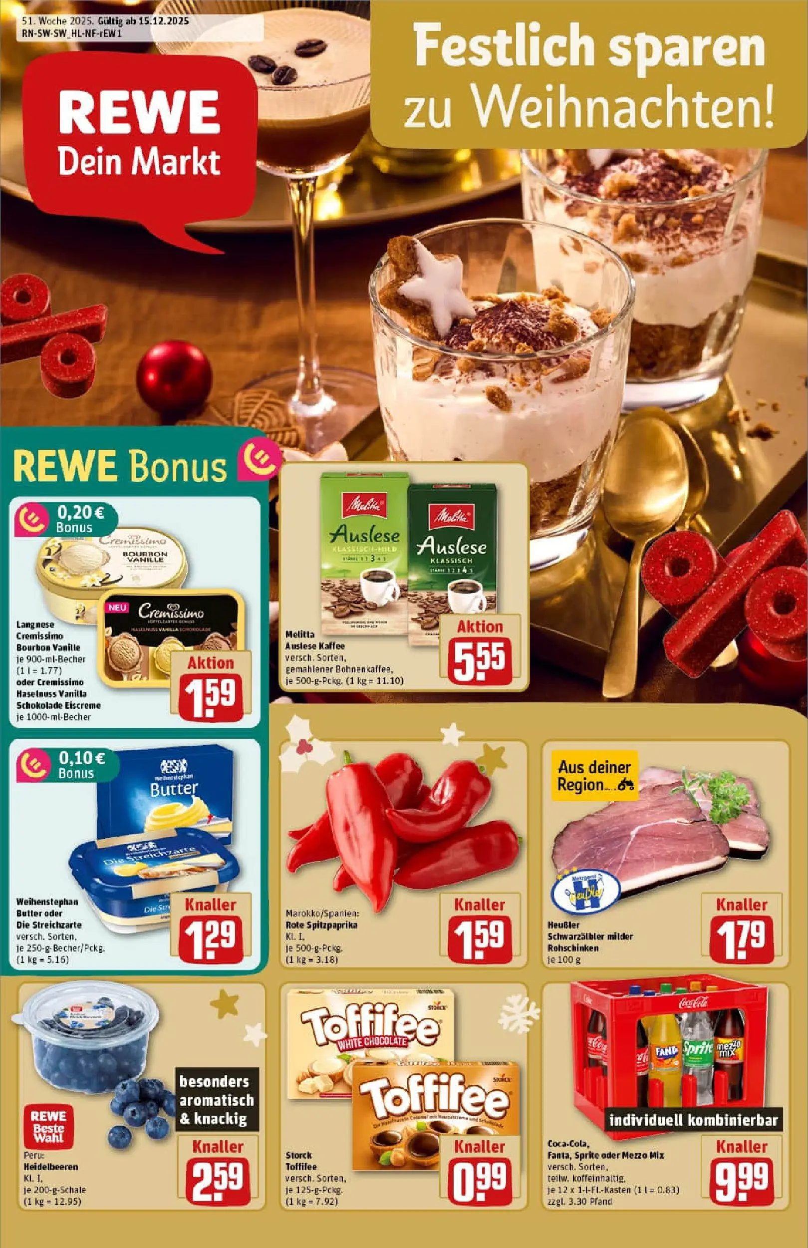 REWE Prospekt ab 15.12.2025 zum Blättern » Angebote | Seite: 3 | Produkte: Cremissimo, Butter, Weihenstephan butter, Heidelbeeren