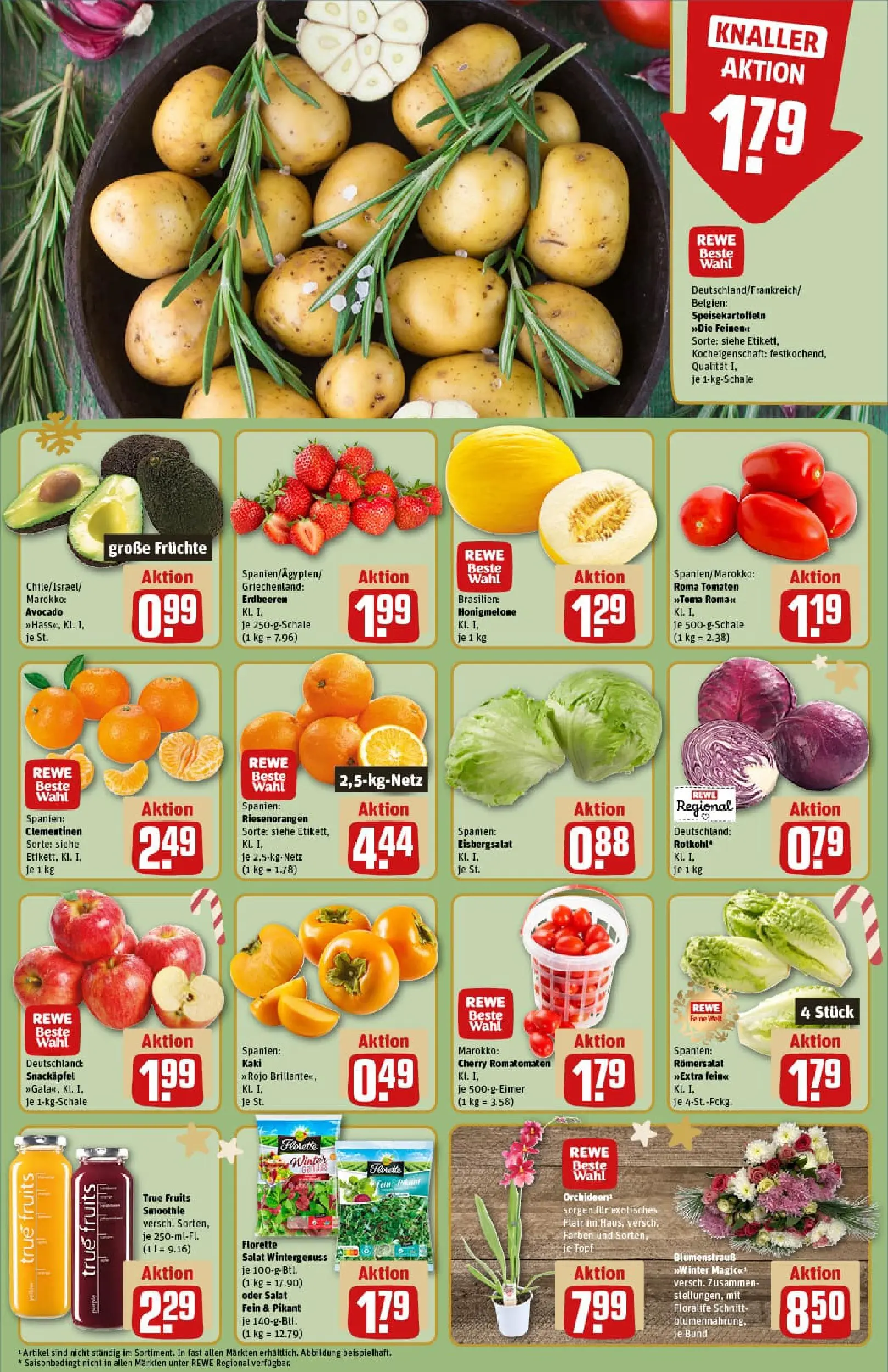 REWE Prospekt ab 15.12.2025 zum Blättern » Angebote | Seite: 4 | Produkte: Eisbergsalat, Apple, Kaki, Erdbeeren