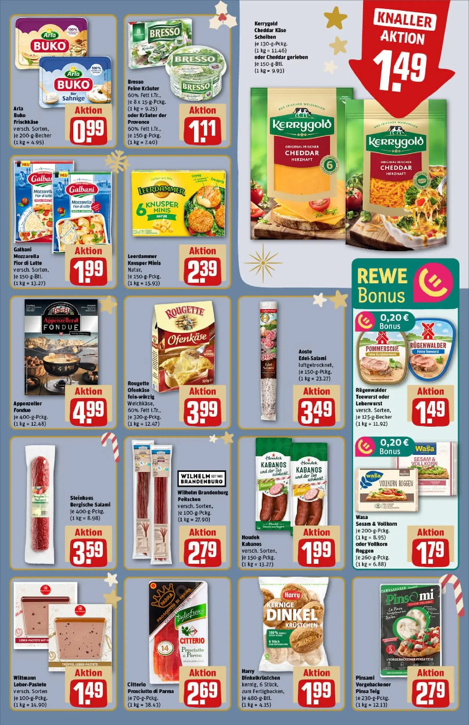 REWE Prospekt ab 15.12.2025 zum Blättern » Angebote | Seite: 5 | Produkte: Mozzarella, Arla buko, Salami, Fondue