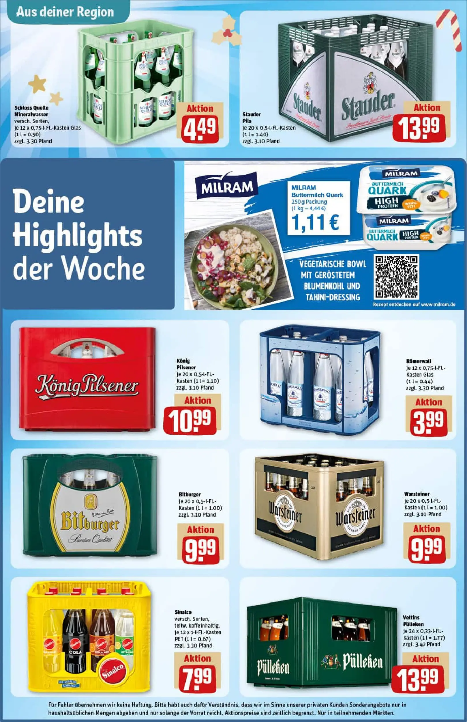 REWE Prospekt ab 15.12.2025 zum Blättern » Angebote | Seite: 29 | Produkte: Veltins pulleken, Milram, Blumenkohl, Veltins
