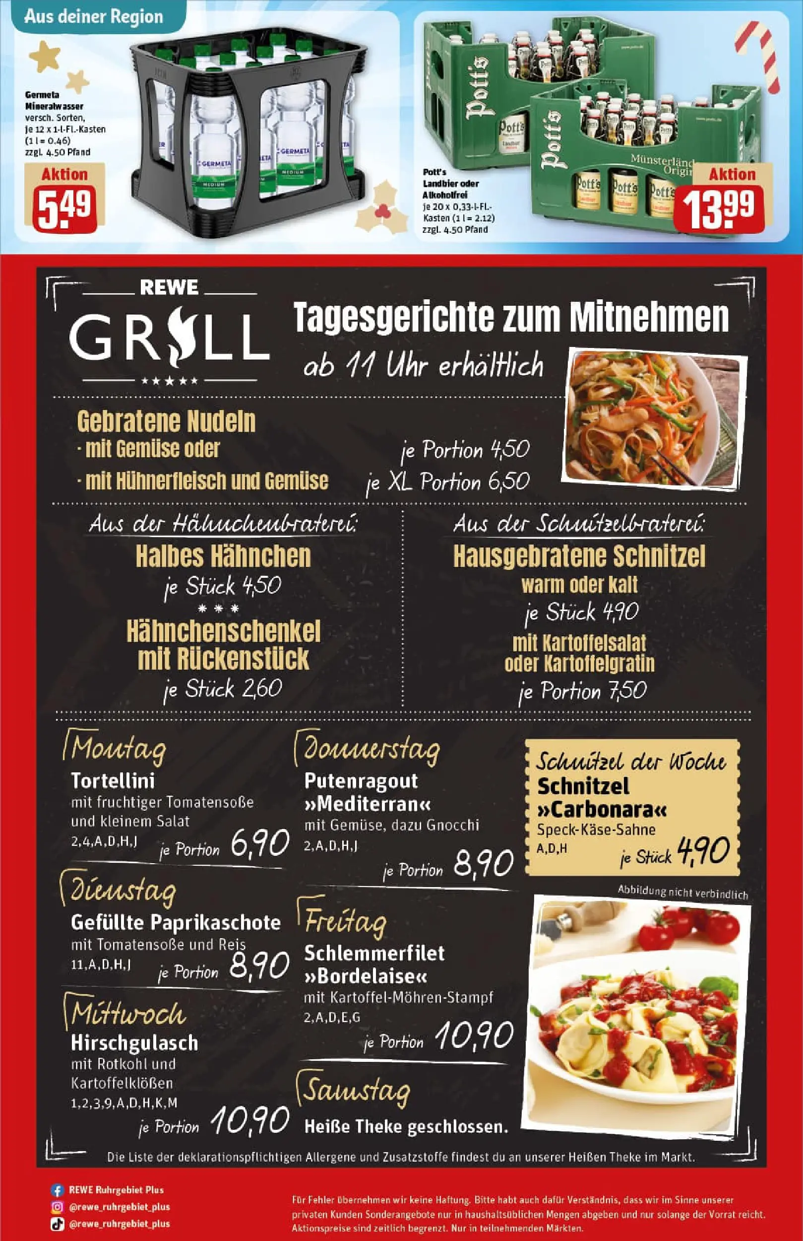REWE Prospekt ab 15.12.2025 zum Blättern » Angebote | Seite: 29 | Produkte: Hahnchenschenkel, Theke, Pasta, Reis