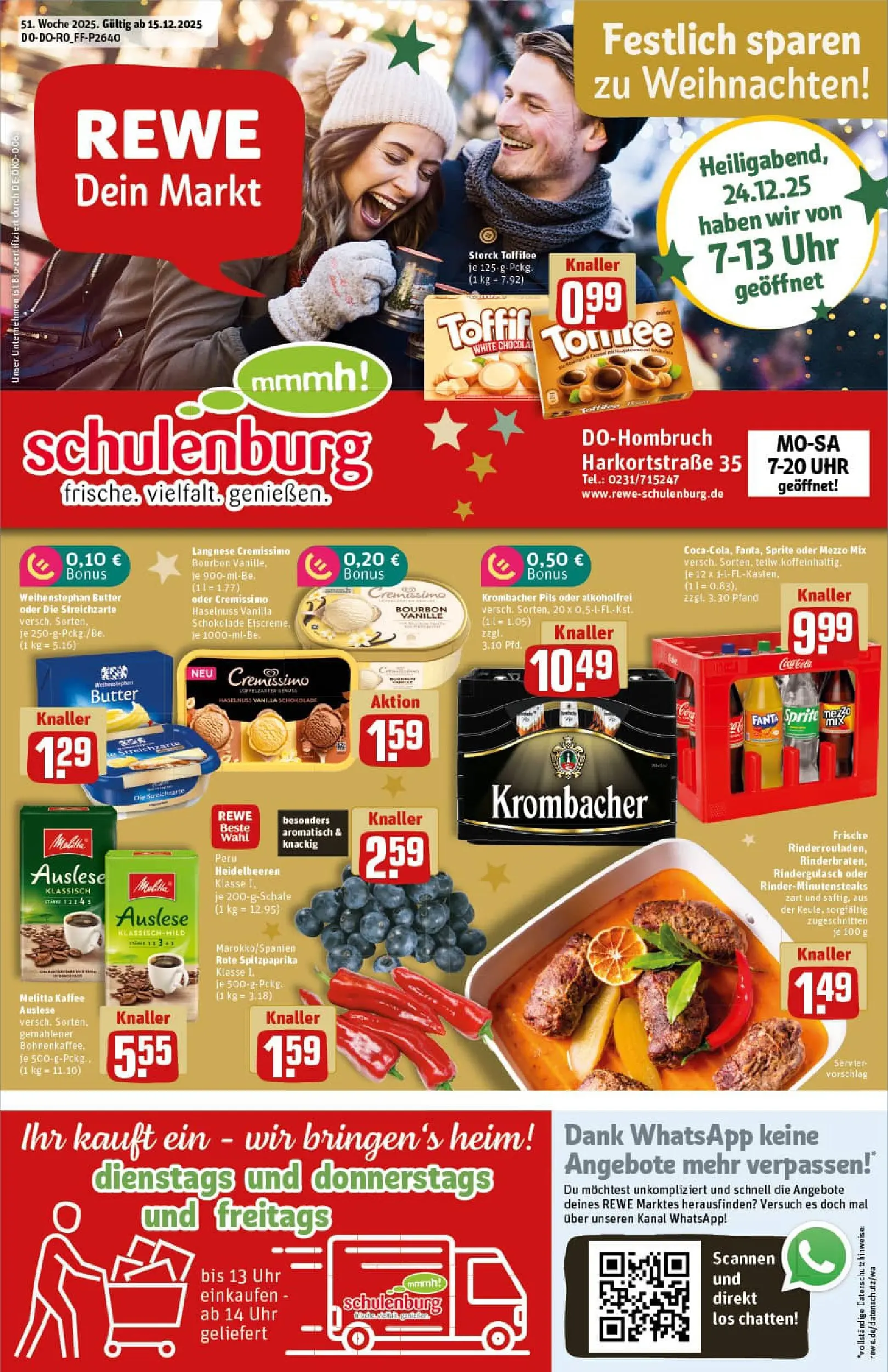 REWE Prospekt ab 15.12.2025 zum Blättern » Angebote | Seite: 1 | Produkte: Schokolade, Pils, Oder mezzo mix, Uhr