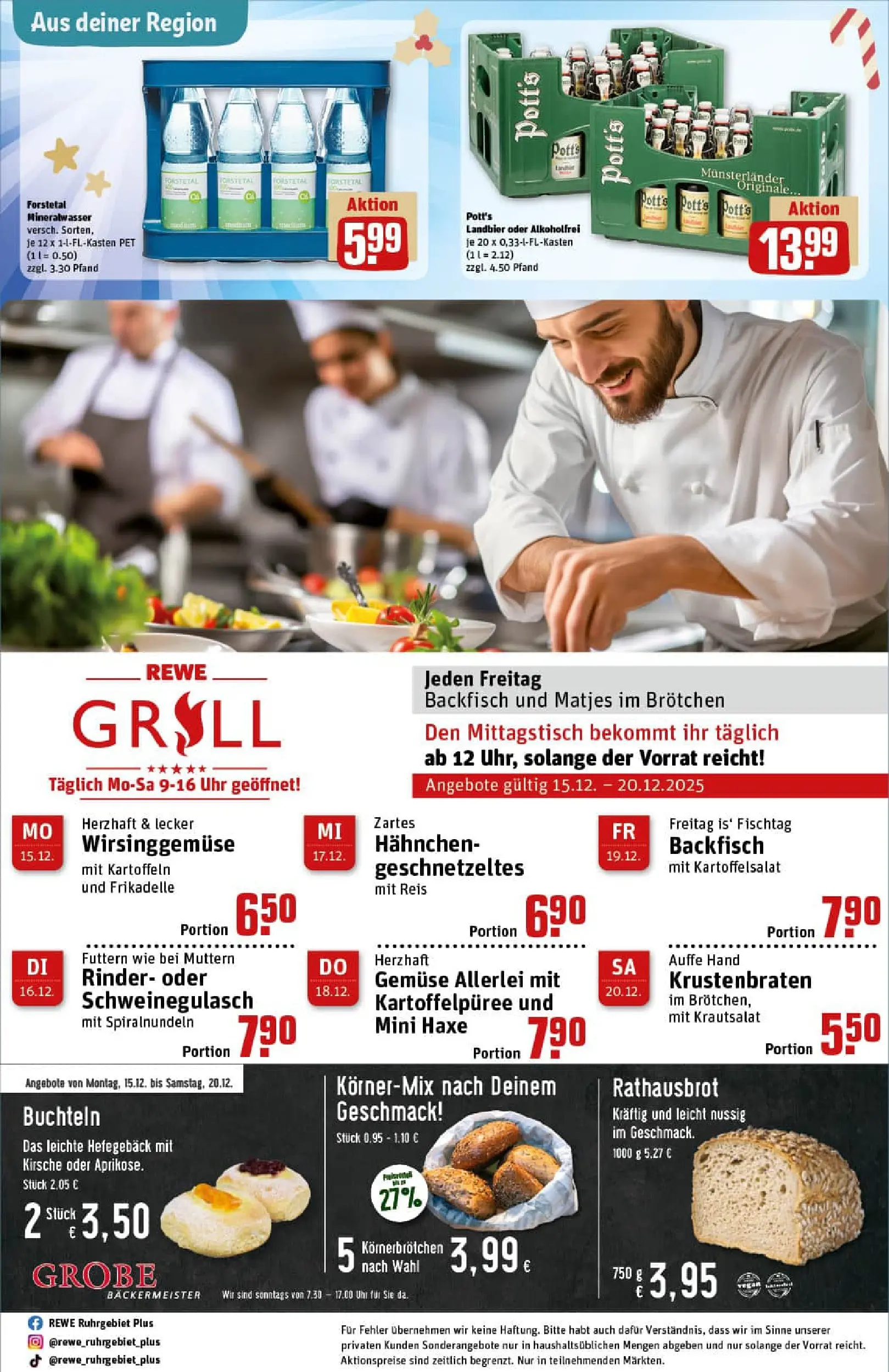 REWE Prospekt ab 15.12.2025 zum Blättern » Angebote | Seite: 28 | Produkte: Hahnchen, Mineralwasser, Reis, Uhr