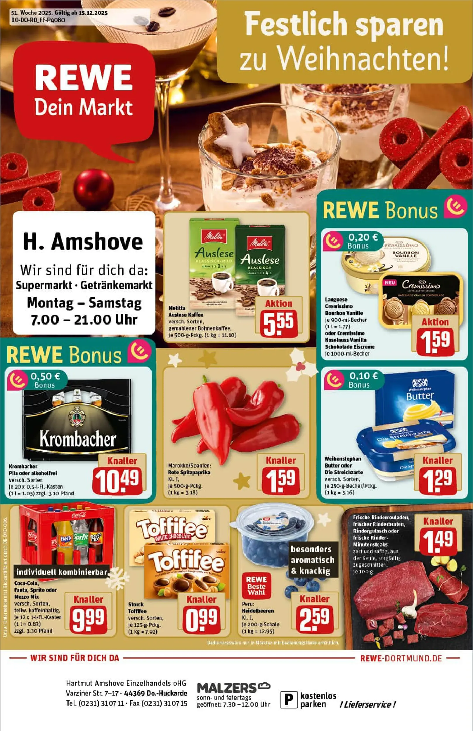 REWE Prospekt ab 15.12.2025 zum Blättern » Angebote | Seite: 1 | Produkte: Butter, Toffifee, Oder mezzo mix, Uhr