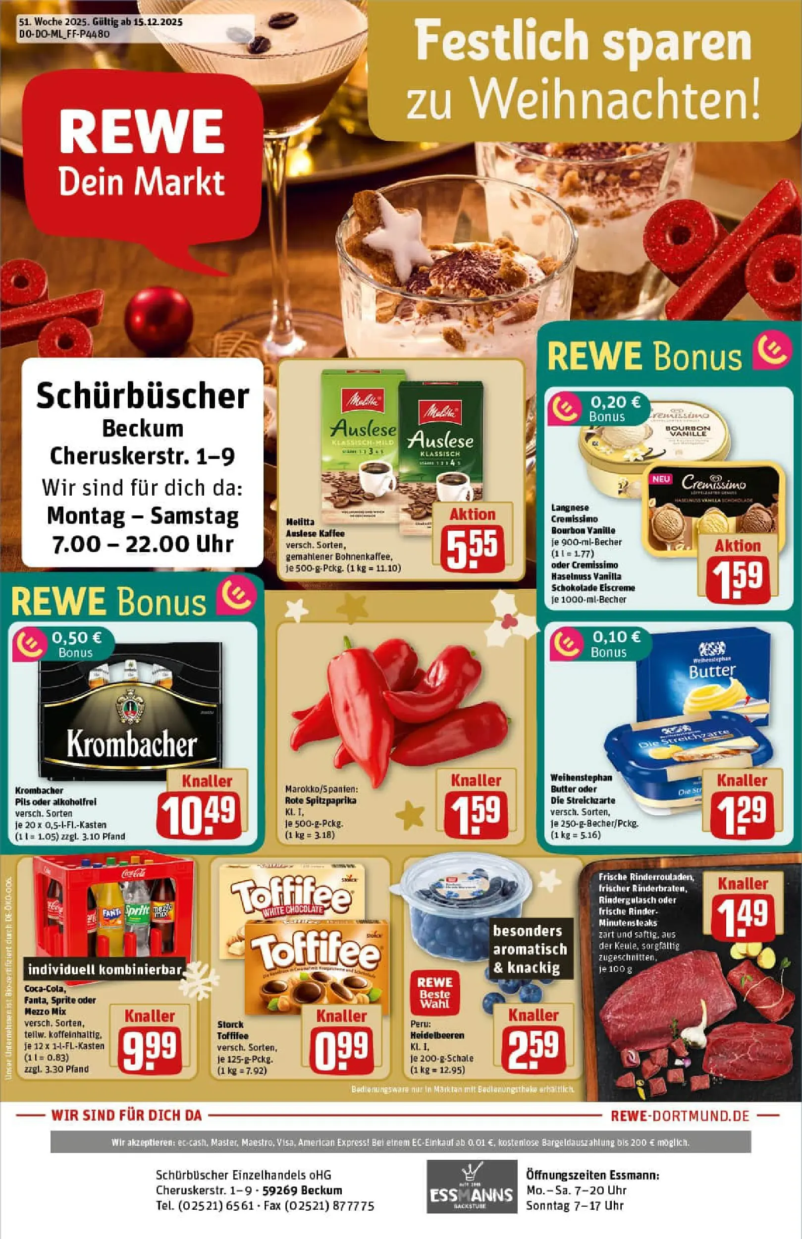 REWE Prospekt ab 15.12.2025 zum Blättern » Angebote | Seite: 1 | Produkte: Melitta, Cremissimo, Fanta, Pils
