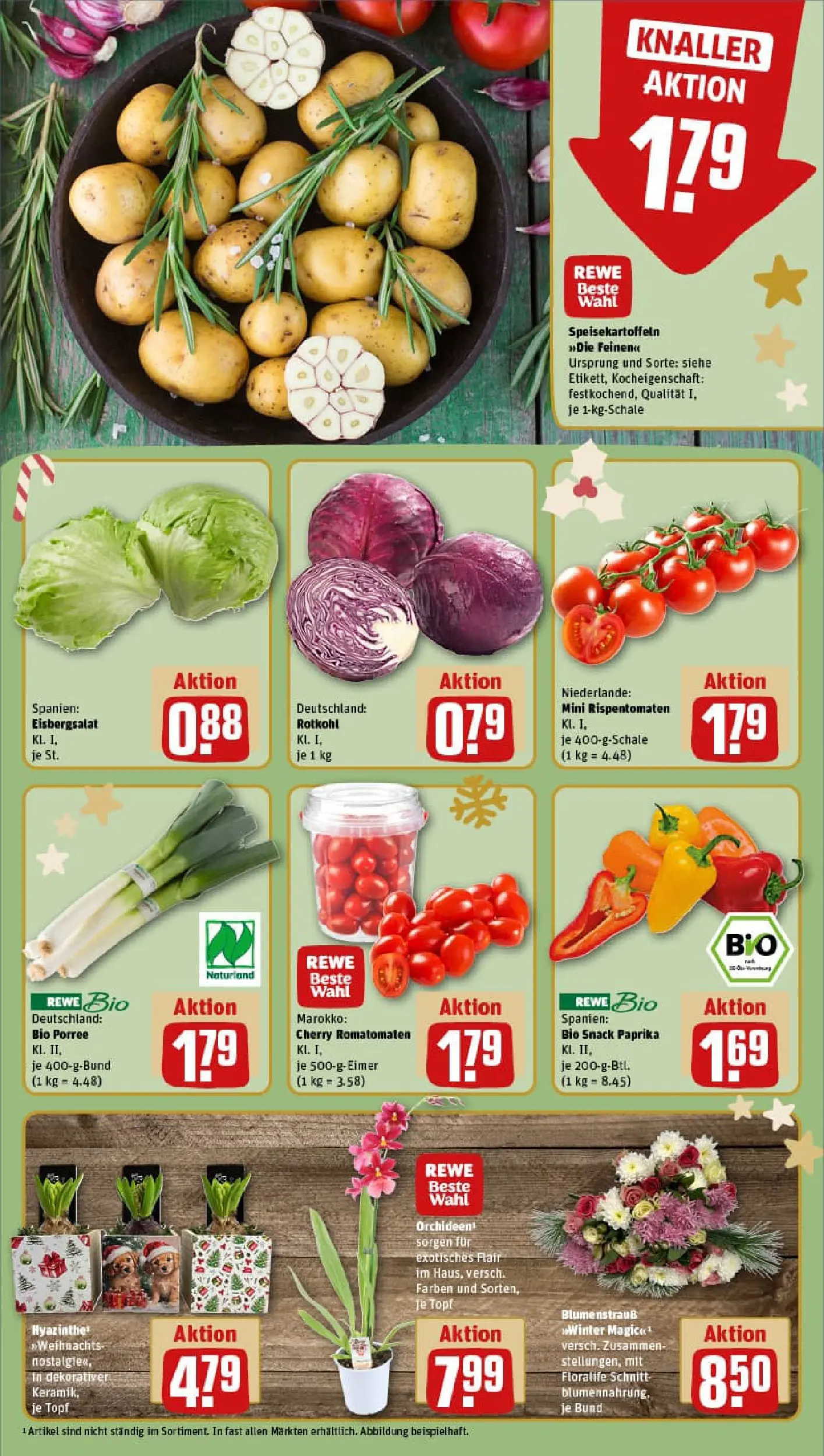 REWE Prospekt ab 15.12.2025 zum Blättern » Angebote | Seite: 9 | Produkte: Rotkohl, Eisbergsalat, Paprika