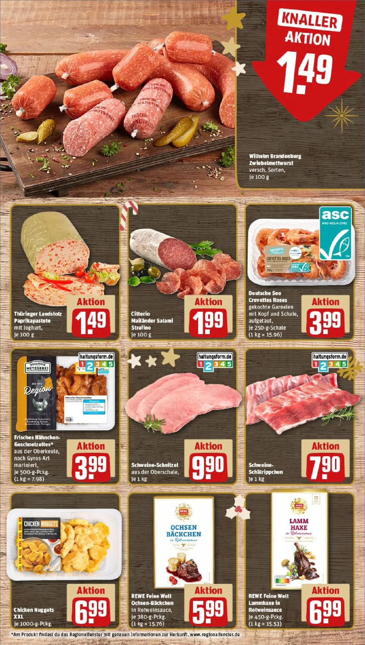 REWE Prospekt ab 15.12.2025 zum Blättern » Angebote | Seite: 10 | Produkte: Hahnchen, Garnelen, Salami