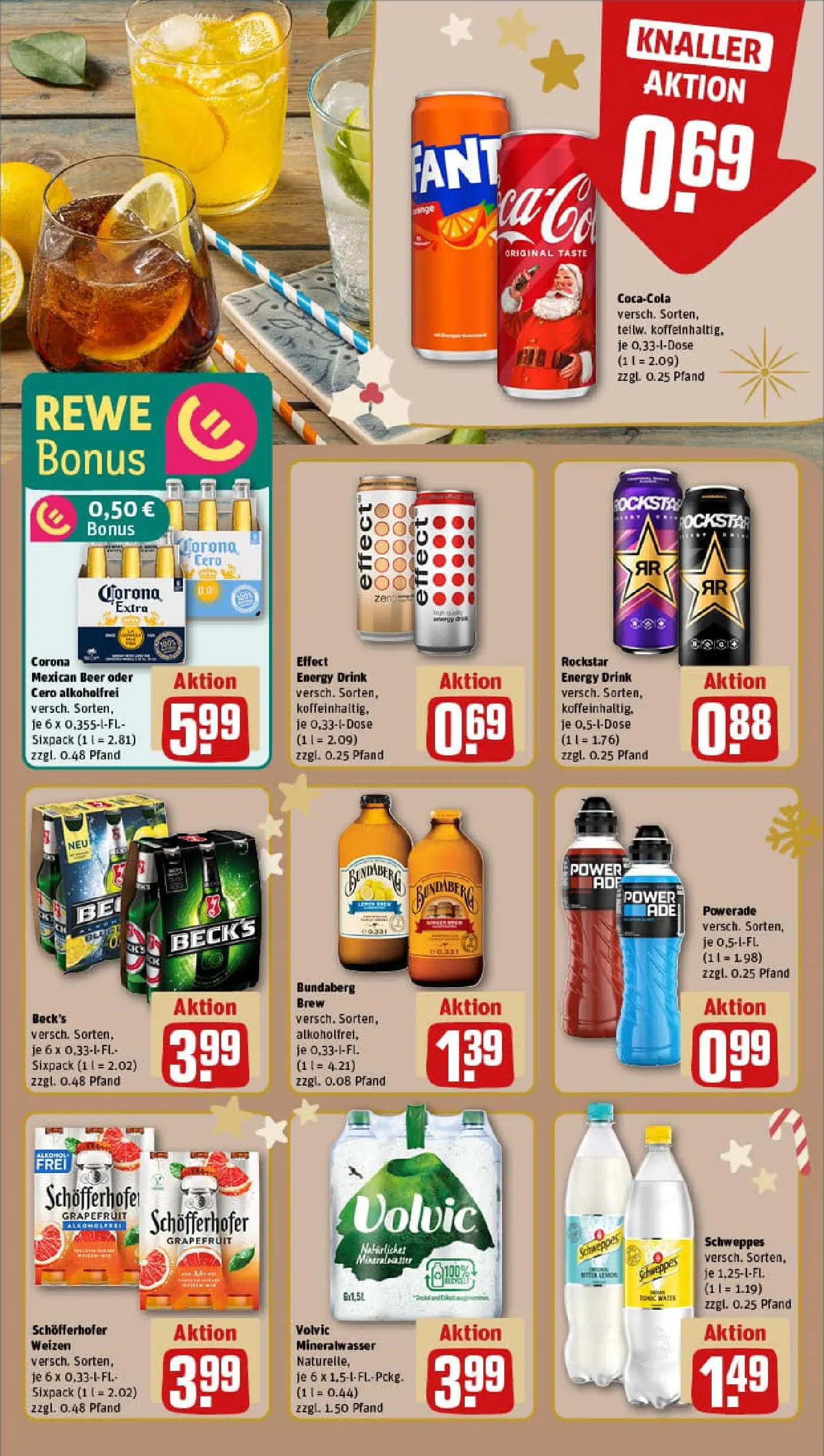 REWE Prospekt ab 15.12.2025 zum Blättern » Angebote | Seite: 16 | Produkte: Rockstar energy, Rockstar, Schweppes, Volvic