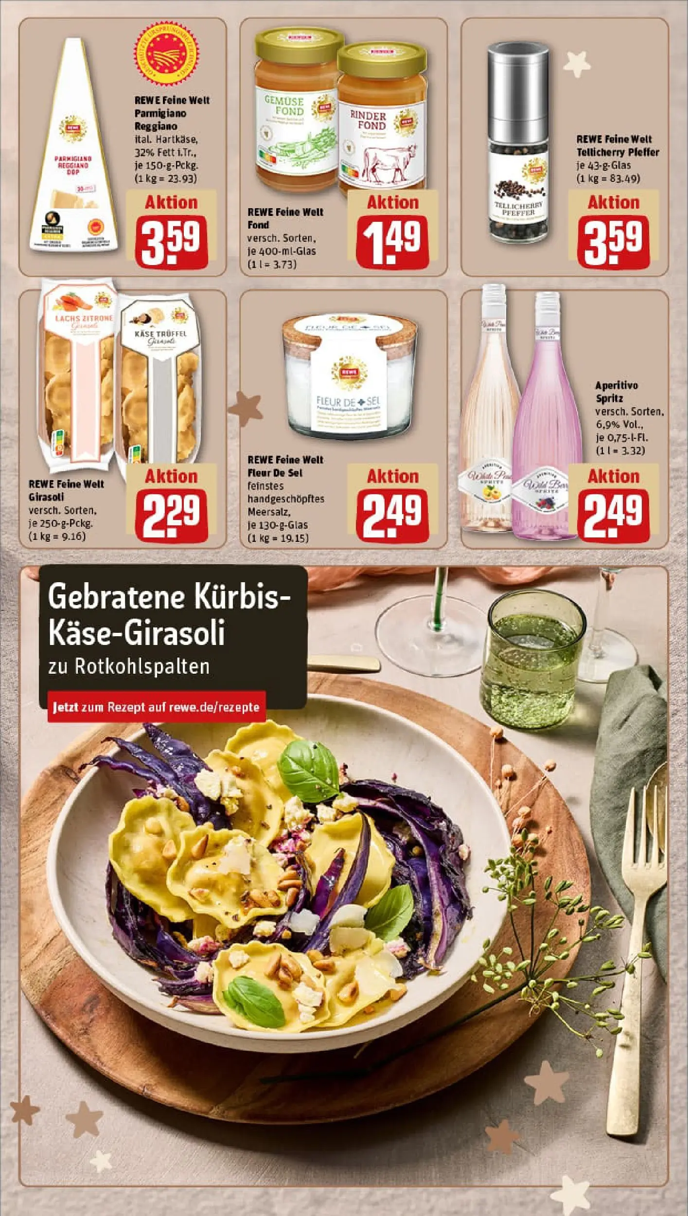 REWE Prospekt ab 15.12.2025 zum Blättern » Angebote | Seite: 19 | Produkte: Käse, Gemüse, Pfeffer, Pasta