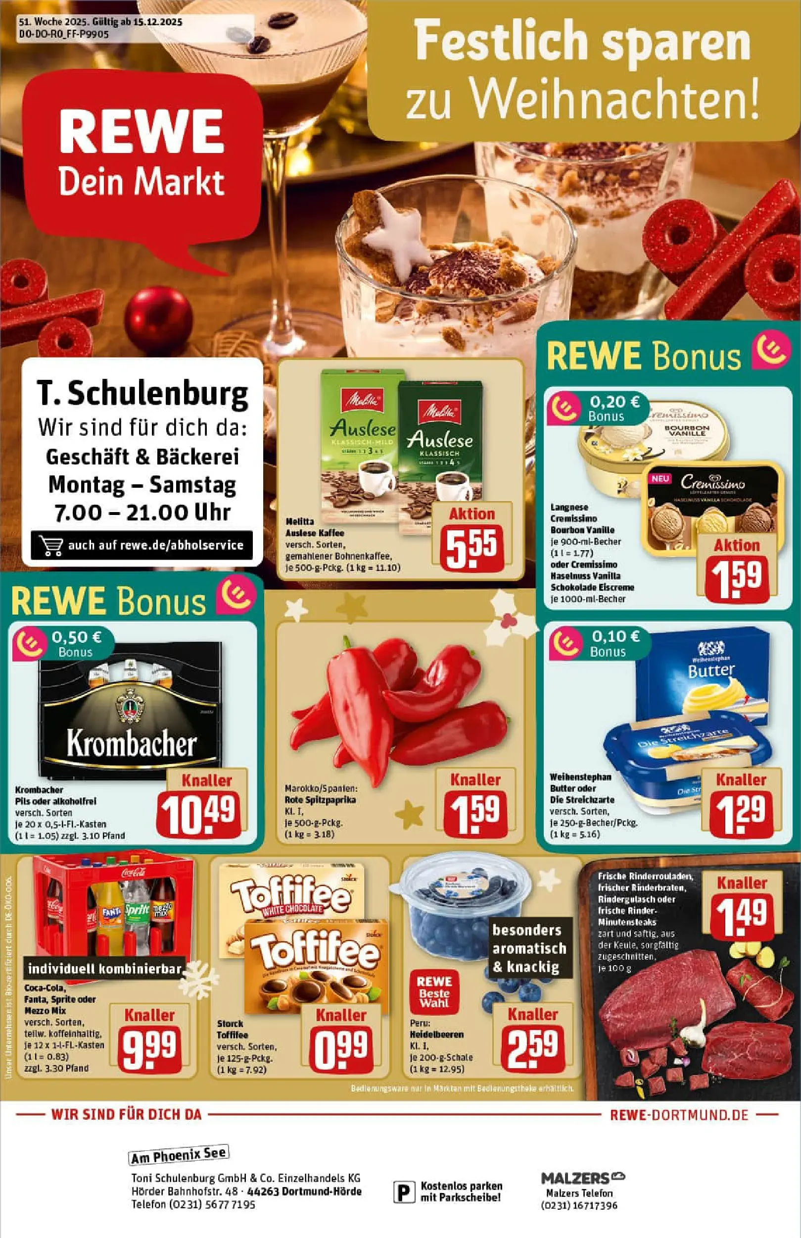 REWE Prospekt ab 15.12.2025 zum Blättern » Angebote | Seite: 1 | Produkte: Fanta, Sprite, Toffifee, Bourbon