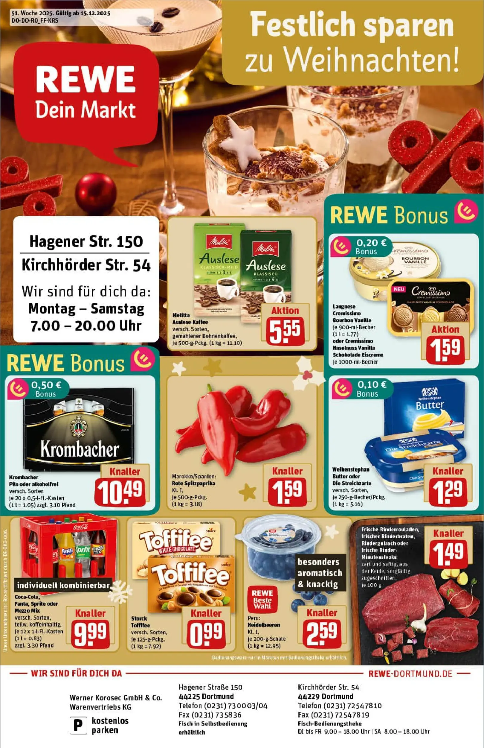 REWE Prospekt ab 15.12.2025 zum Blättern » Angebote | Seite: 1 | Produkte: Langnese, Mezzo mix, Telefon, Uhr