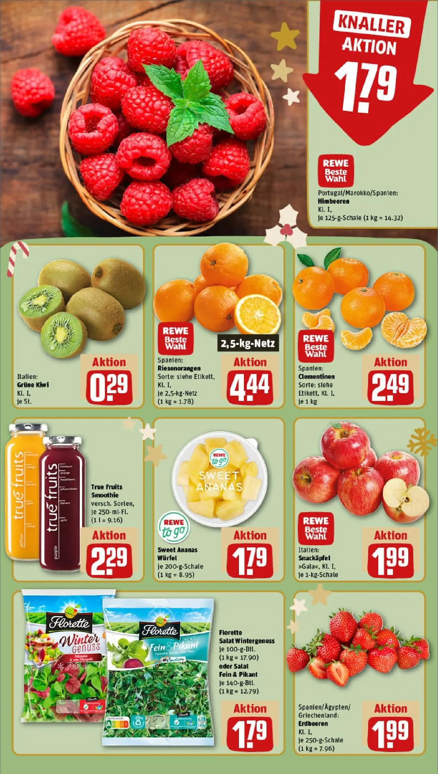 REWE Prospekt ab 15.12.2025 zum Blättern » Angebote | Seite: 8 | Produkte: Himbeeren, Ananas, Erdbeeren, Salat