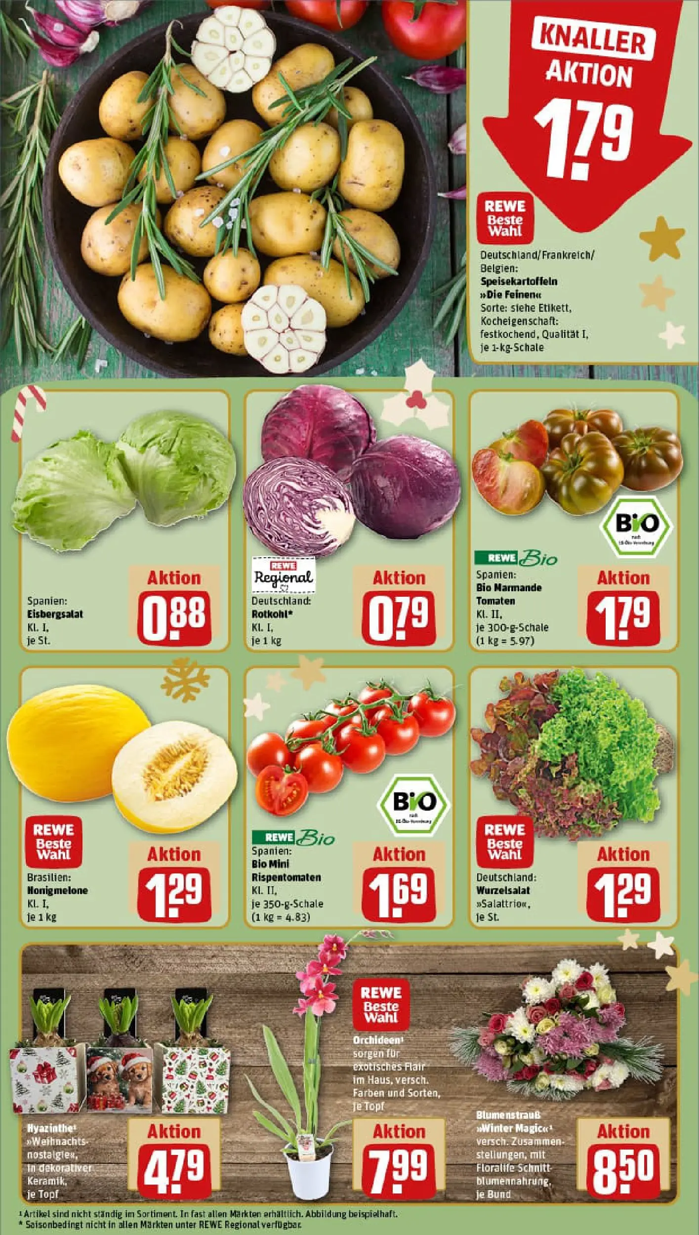 REWE Prospekt ab 15.12.2025 zum Blättern » Angebote | Seite: 9 | Produkte: Tomaten, Eisbergsalat, Honigmelone