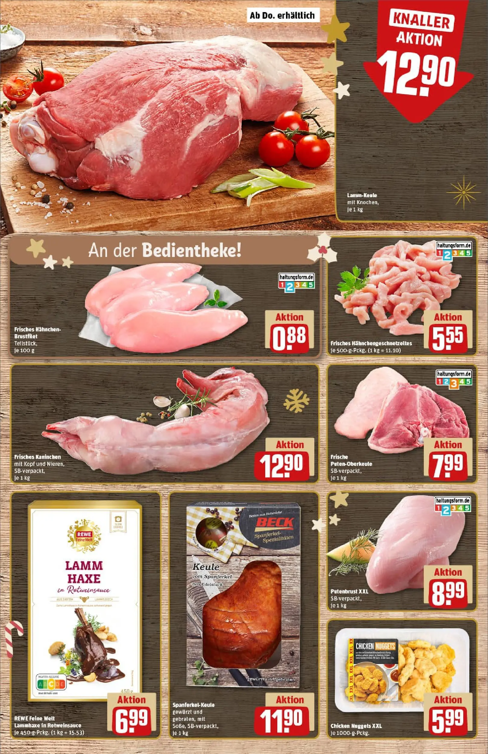 REWE Prospekt ab 15.12.2025 zum Blättern » Angebote | Seite: 10 | Produkte: Lammkeule, Hahnchen, Kaninchen