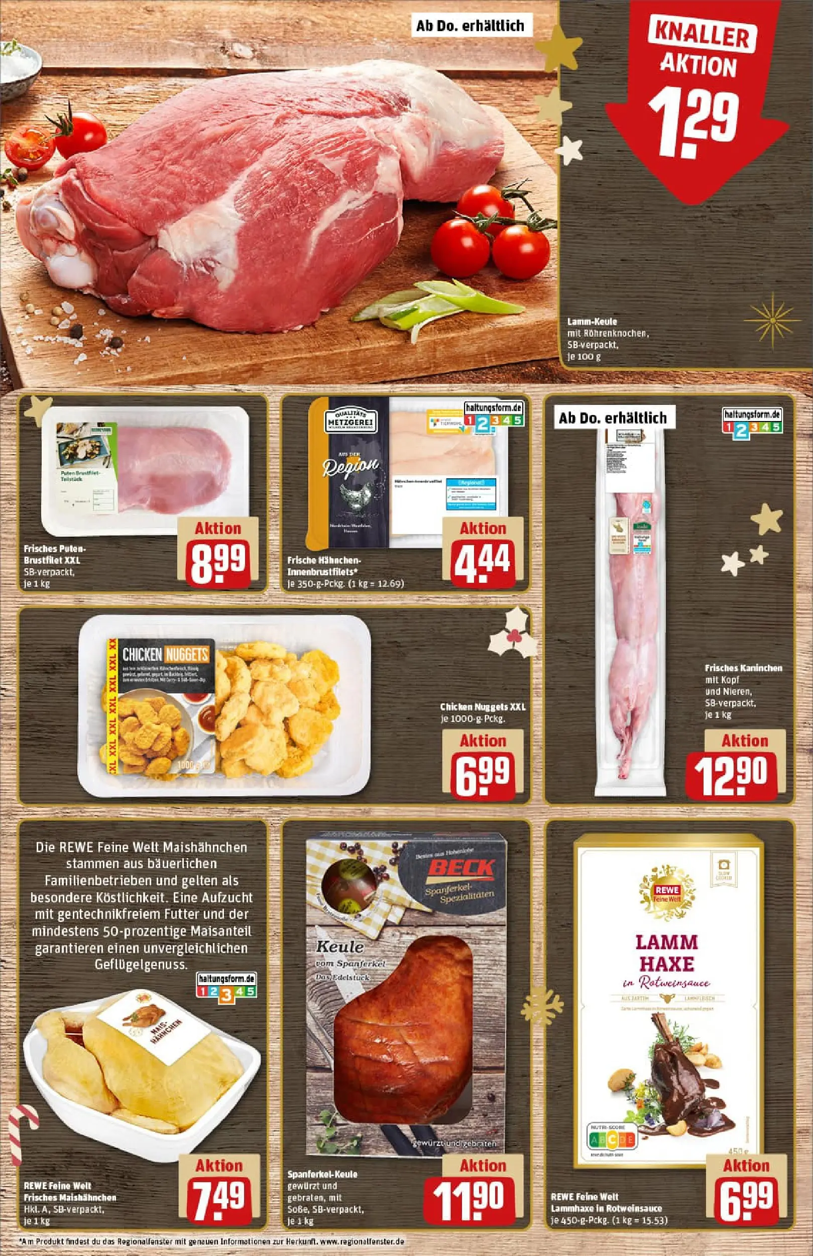 REWE Prospekt ab 15.12.2025 zum Blättern » Angebote | Seite: 10 | Produkte: Lammkeule, Hahnchen, Kaninchen