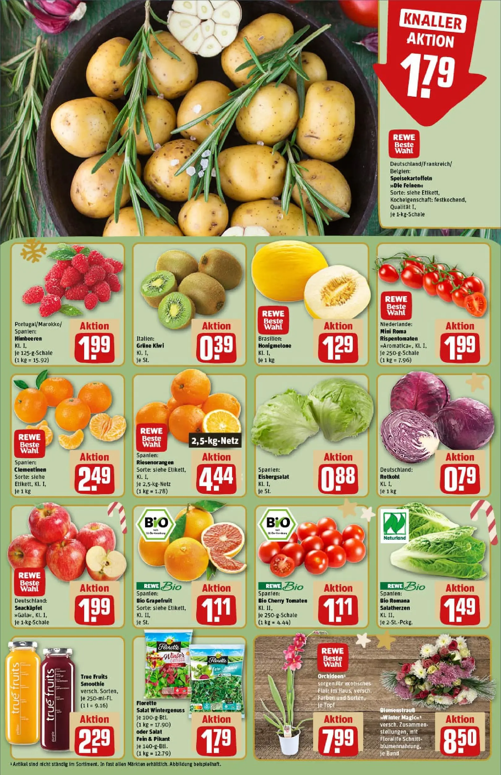 REWE Prospekt ab 15.12.2025 zum Blättern » Angebote | Seite: 8 | Produkte: Himbeeren, Rotkohl, Eisbergsalat, Kiwi