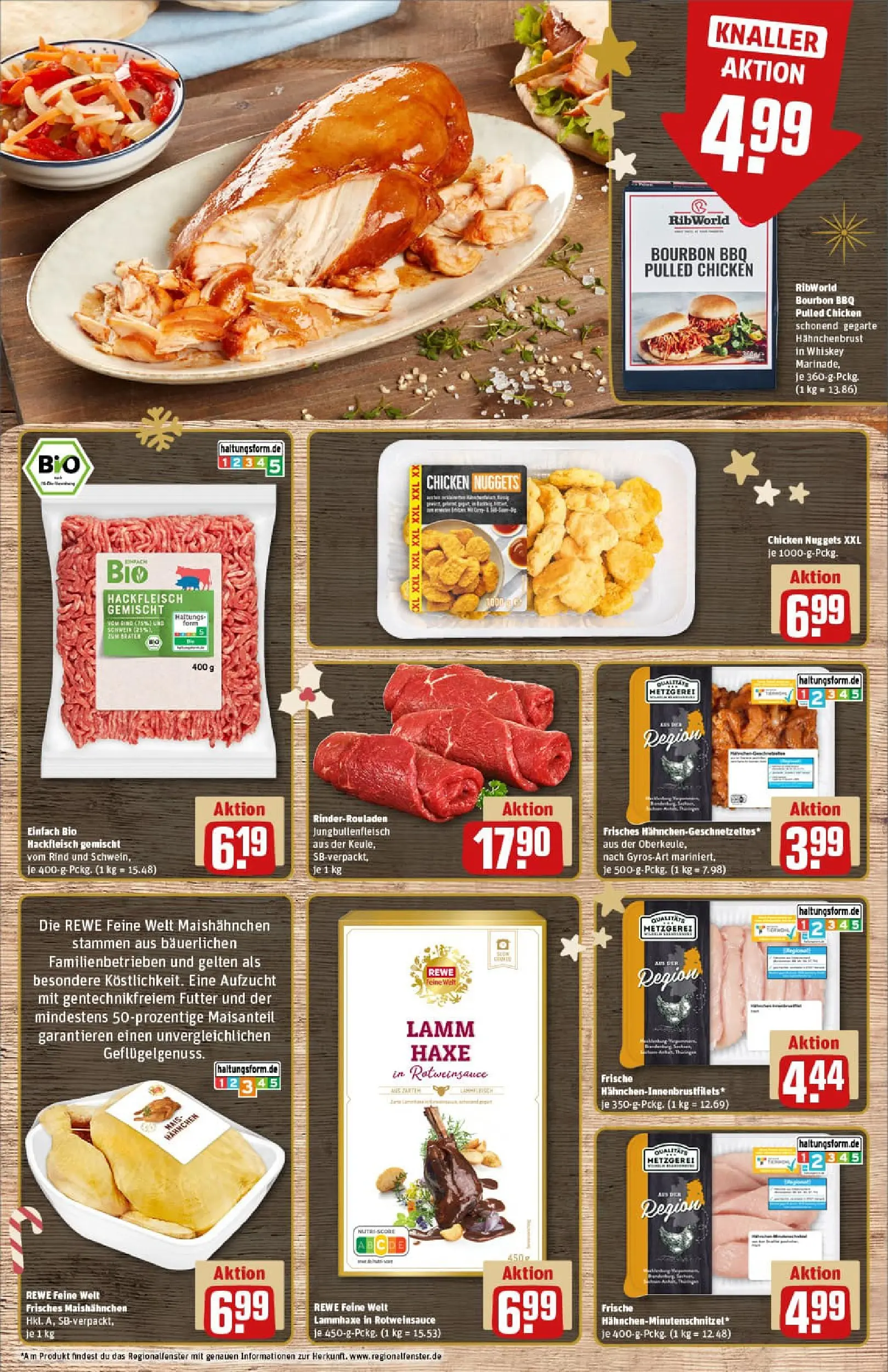 REWE Prospekt ab 15.12.2025 zum Blättern » Angebote | Seite: 10 | Produkte: Rinderrouladen, Bourbon, Hackfleisch, Hahnchenbrust