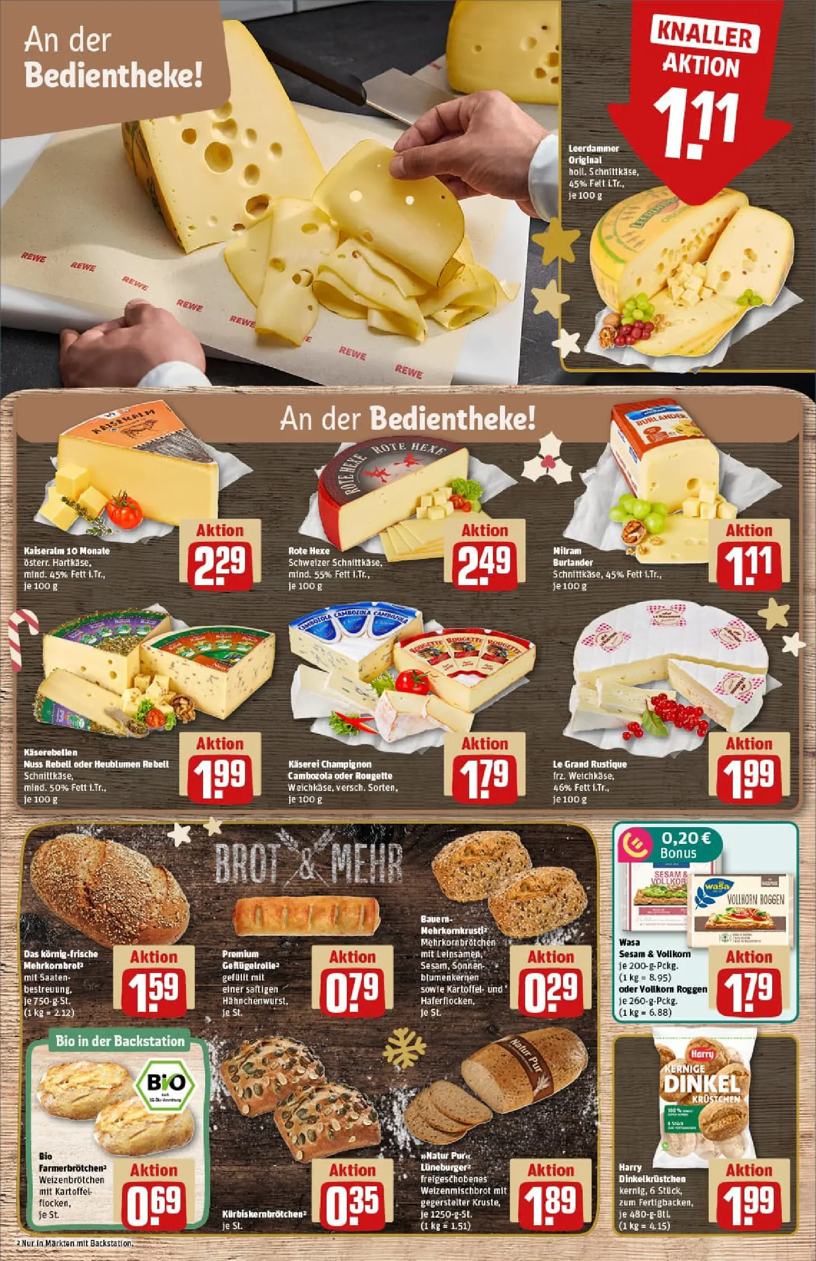 REWE Prospekt ab 15.12.2025 zum Blättern » Angebote | Seite: 15 | Produkte: Leerdammer, Milram, Brot