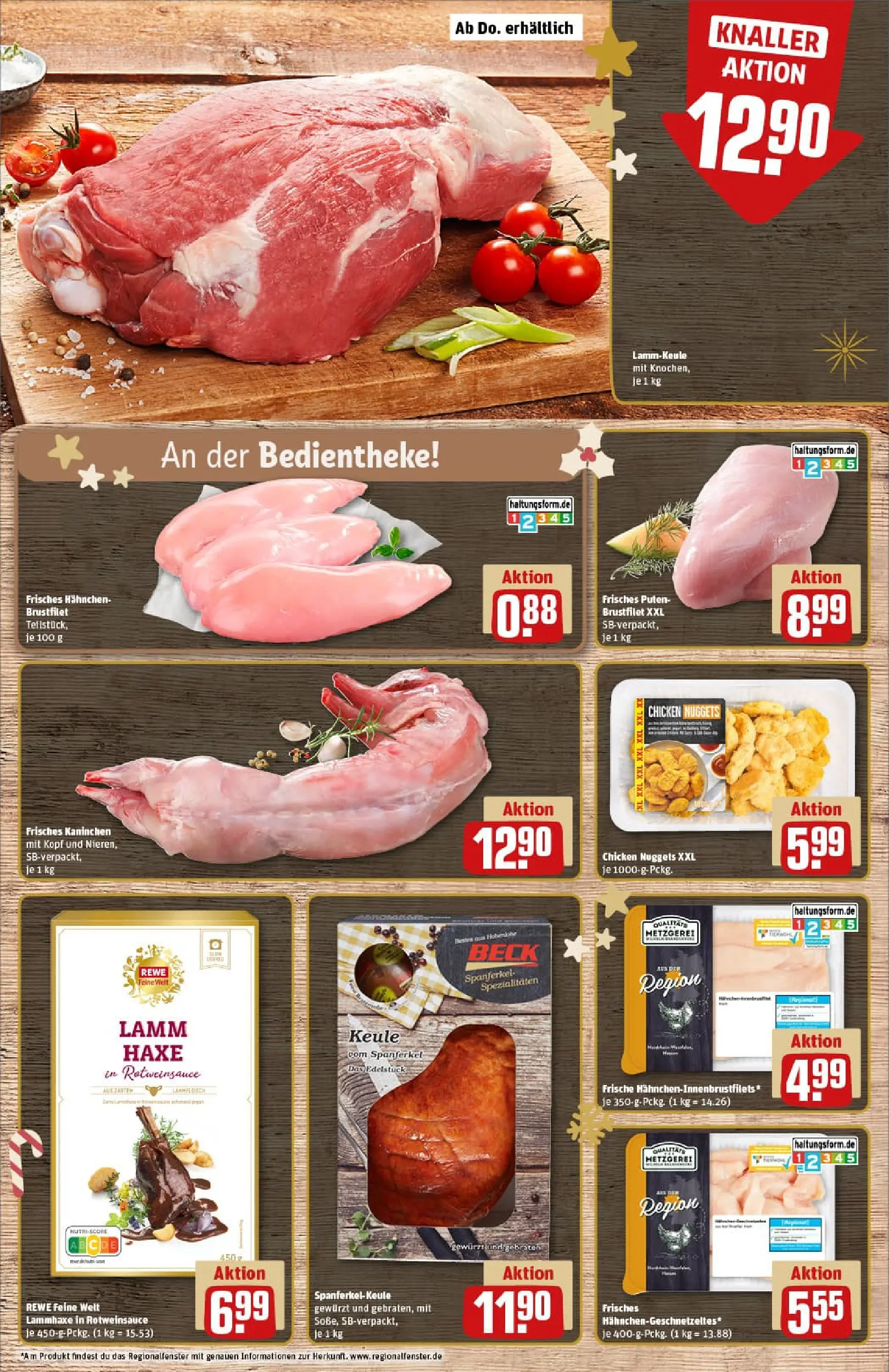 REWE Prospekt ab 15.12.2025 zum Blättern » Angebote | Seite: 10 | Produkte: Lammkeule, Hahnchen, Kaninchen