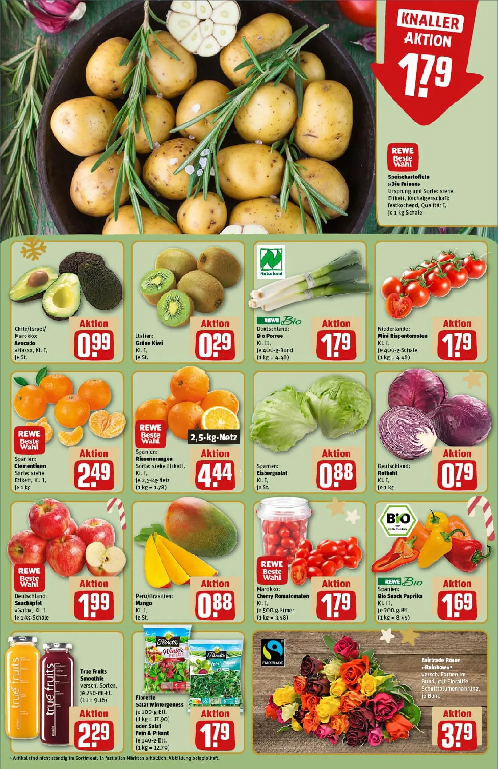 REWE Prospekt ab 15.12.2025 zum Blättern » Angebote | Seite: 8 | Produkte: Rotkohl, Avocado, Kiwi, Salat