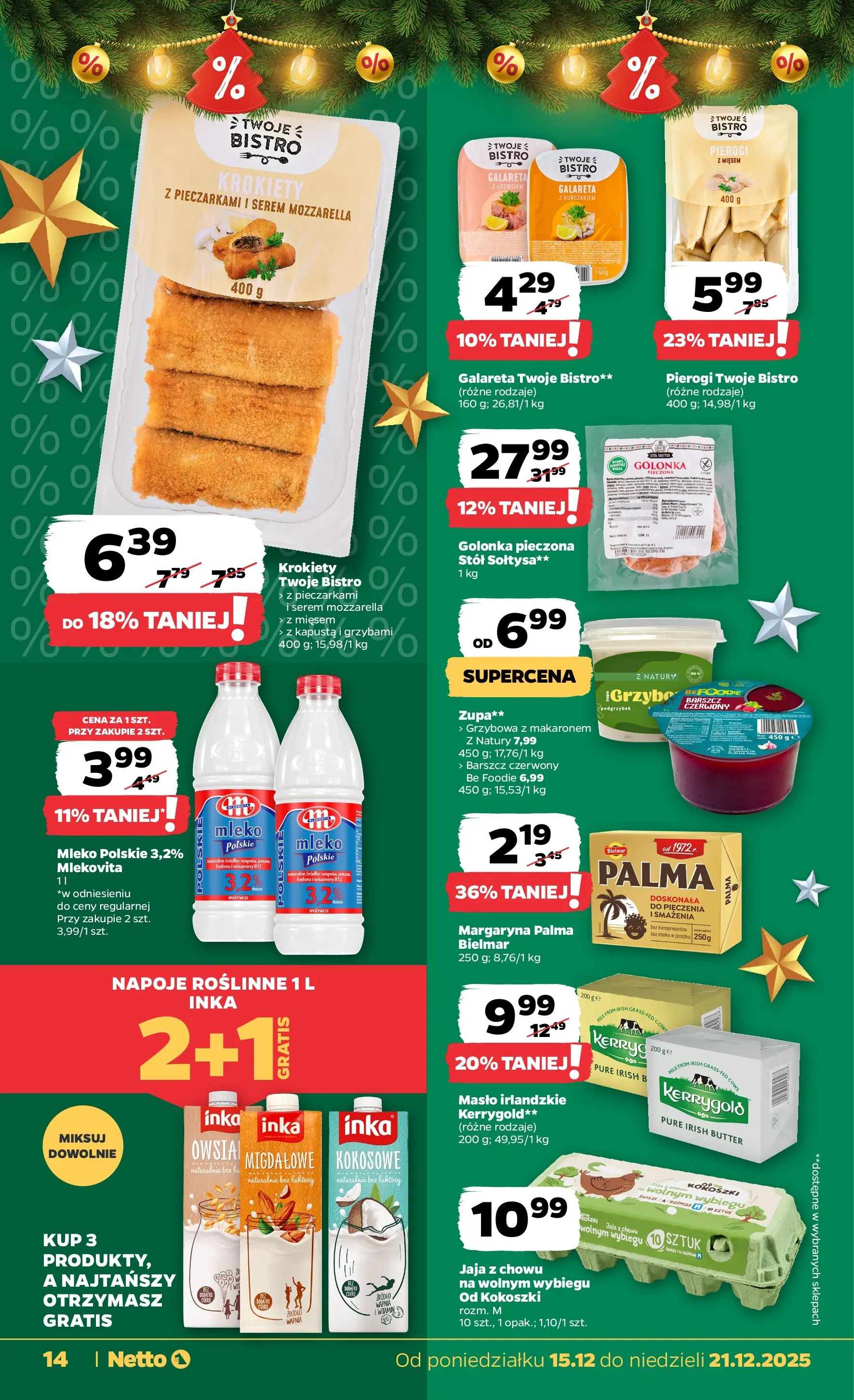 Netto gazetka - Spożywcza od 15.12.2025 - Aktualne promocje | Strona: 14 | Produkty: Barszcz, Mleko, Zupa, Jaja